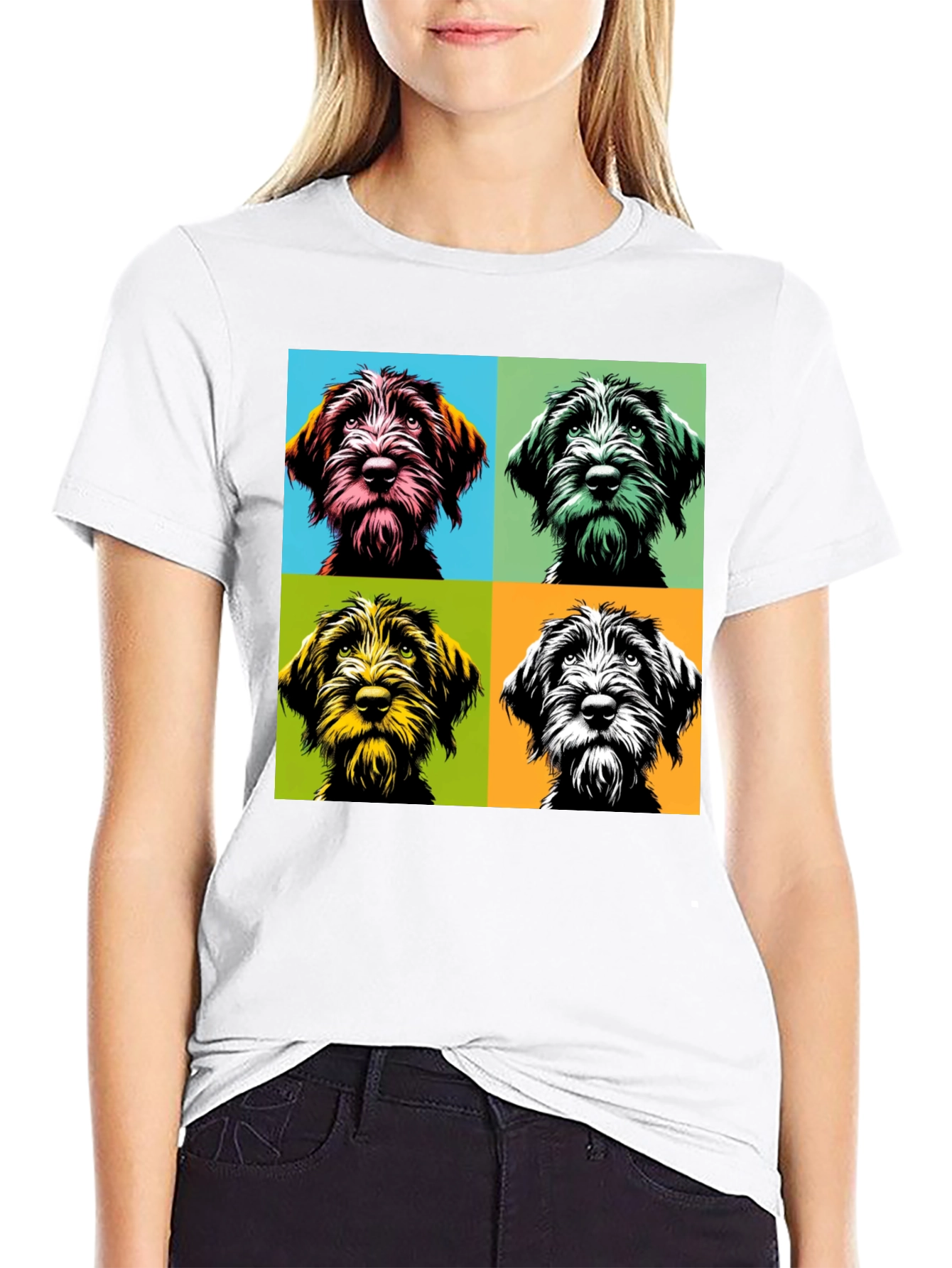Black Dog Pop Art T-Shirt, Stylish Canine Tee view 9