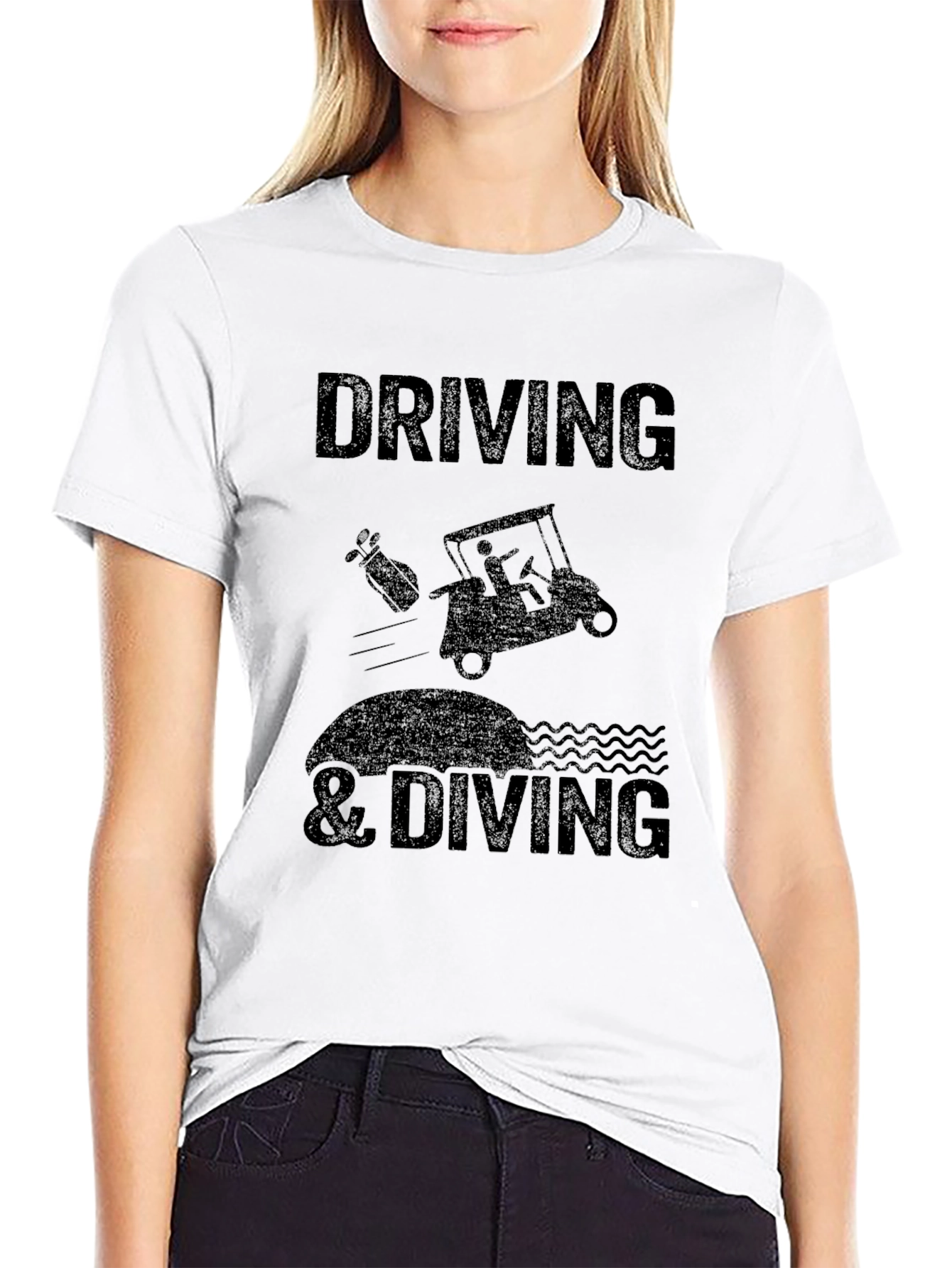 Black Driving & Diving Graphic Tee - Golf Humor T-Shirt view 9