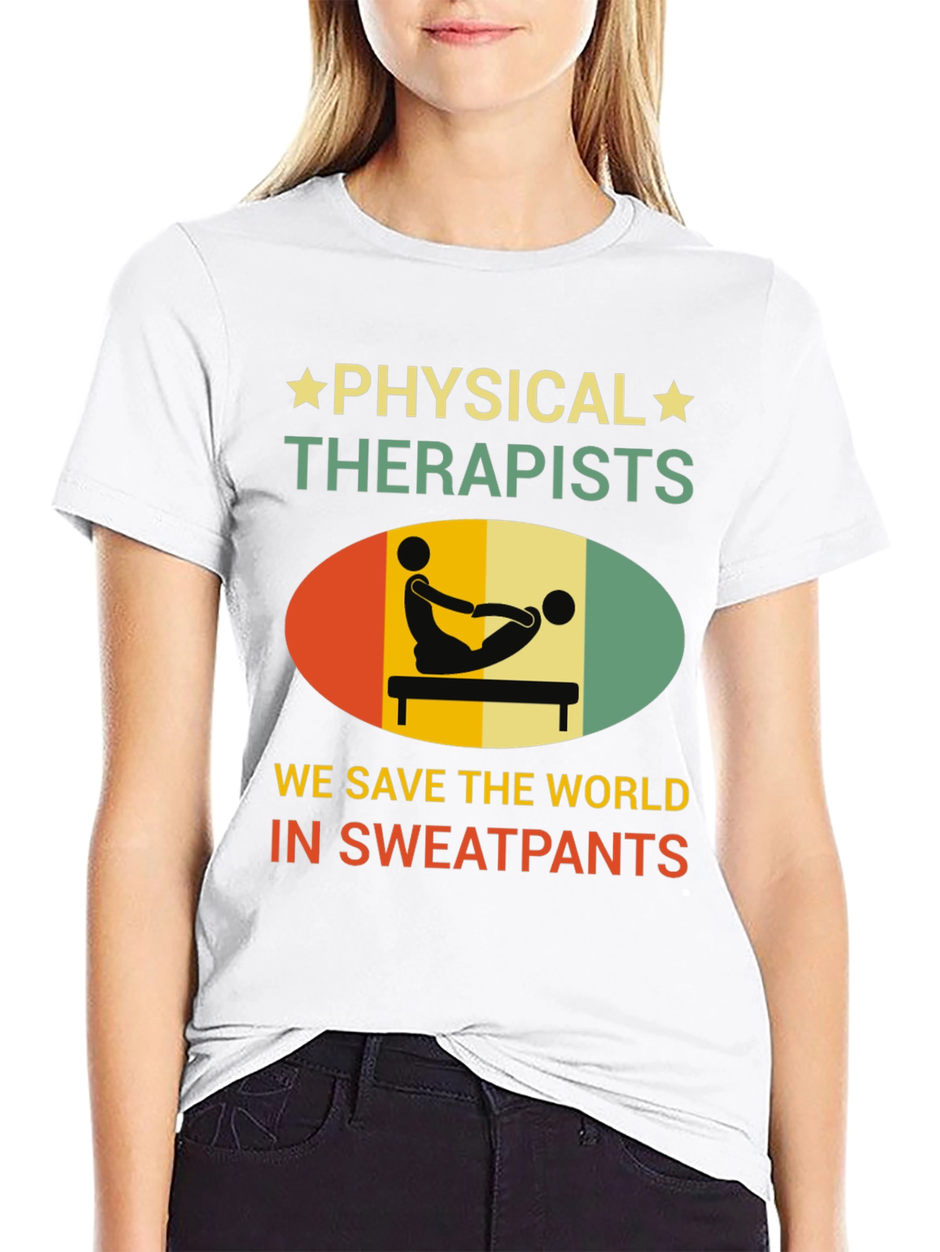 Black Physical Therapist T-Shirt - Save the World Sweatpants view 9
