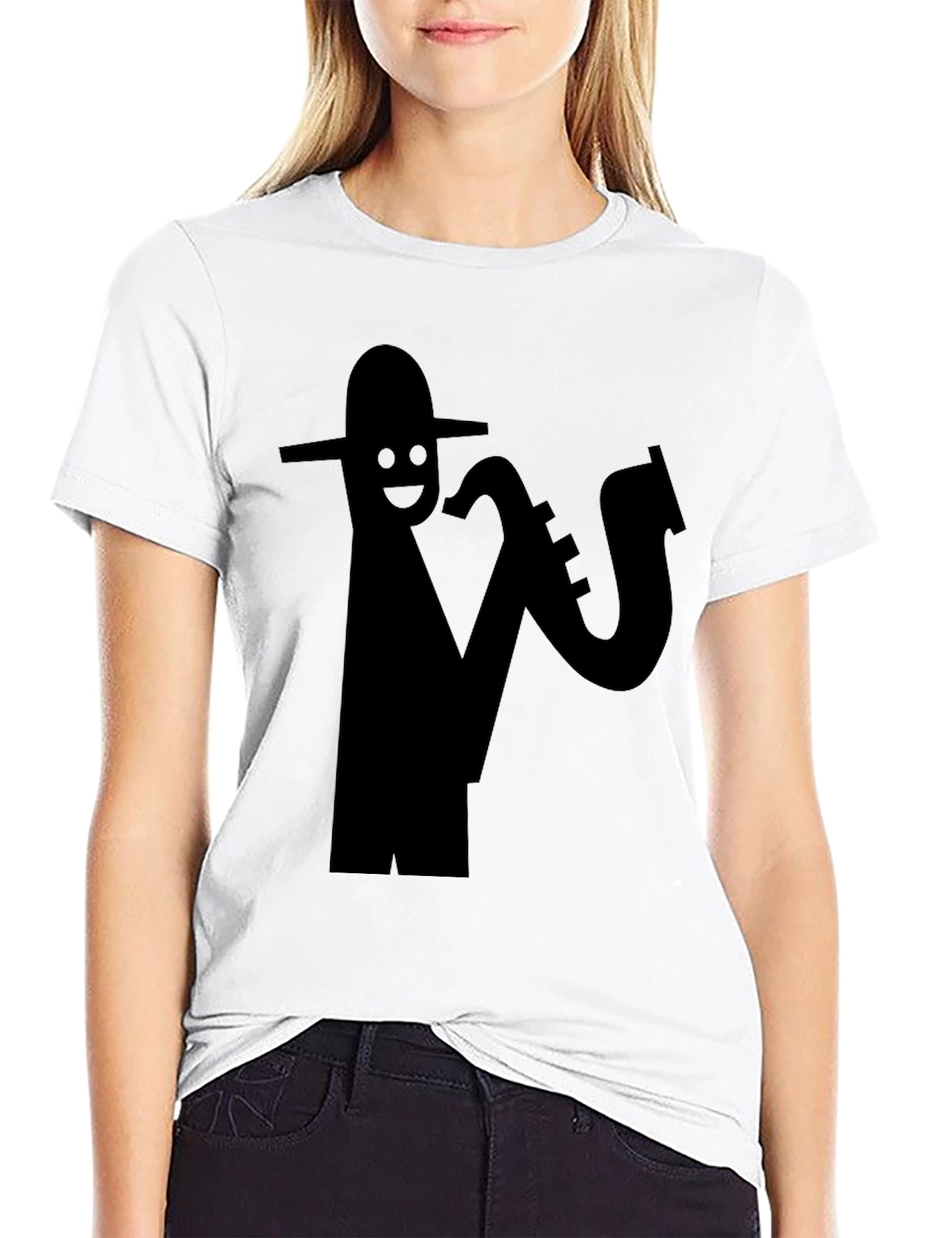 Black Cool Saxophone Player Black T-Shirt view 9