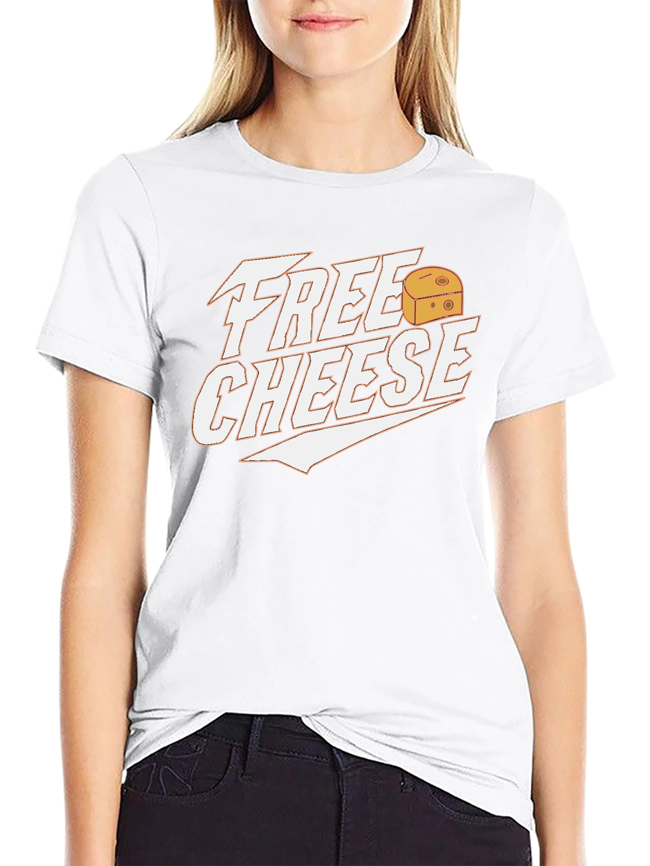 Black Free Cheese Graphic Tee - Funny Food Lover Shirt view 9