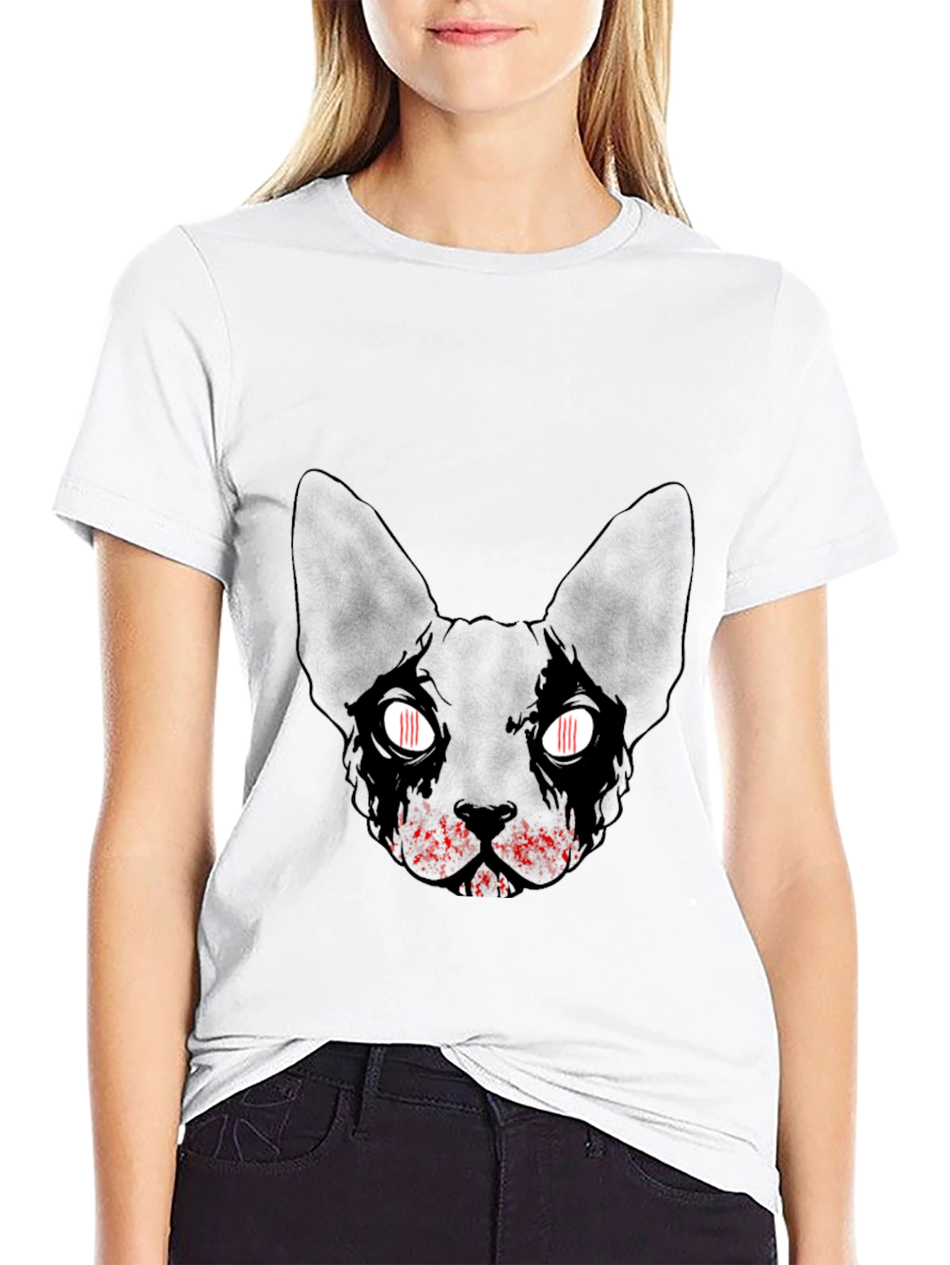 Black Black Cat Graphic Tee - Unique Design view 9