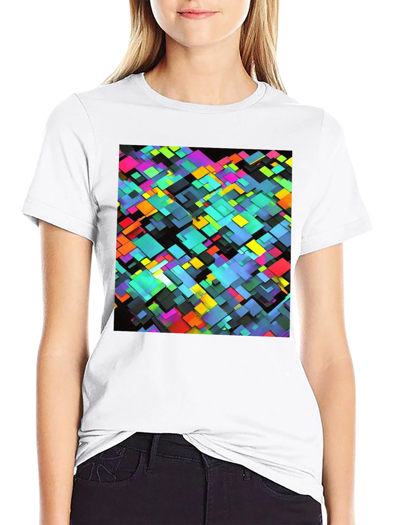Geometric Block Print Black T-Shirt - 9
