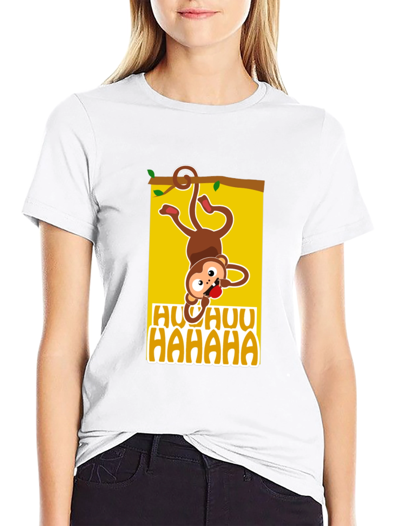 Black Funny Monkey Graphic Tee - HUU HAHAA T-Shirt view 9