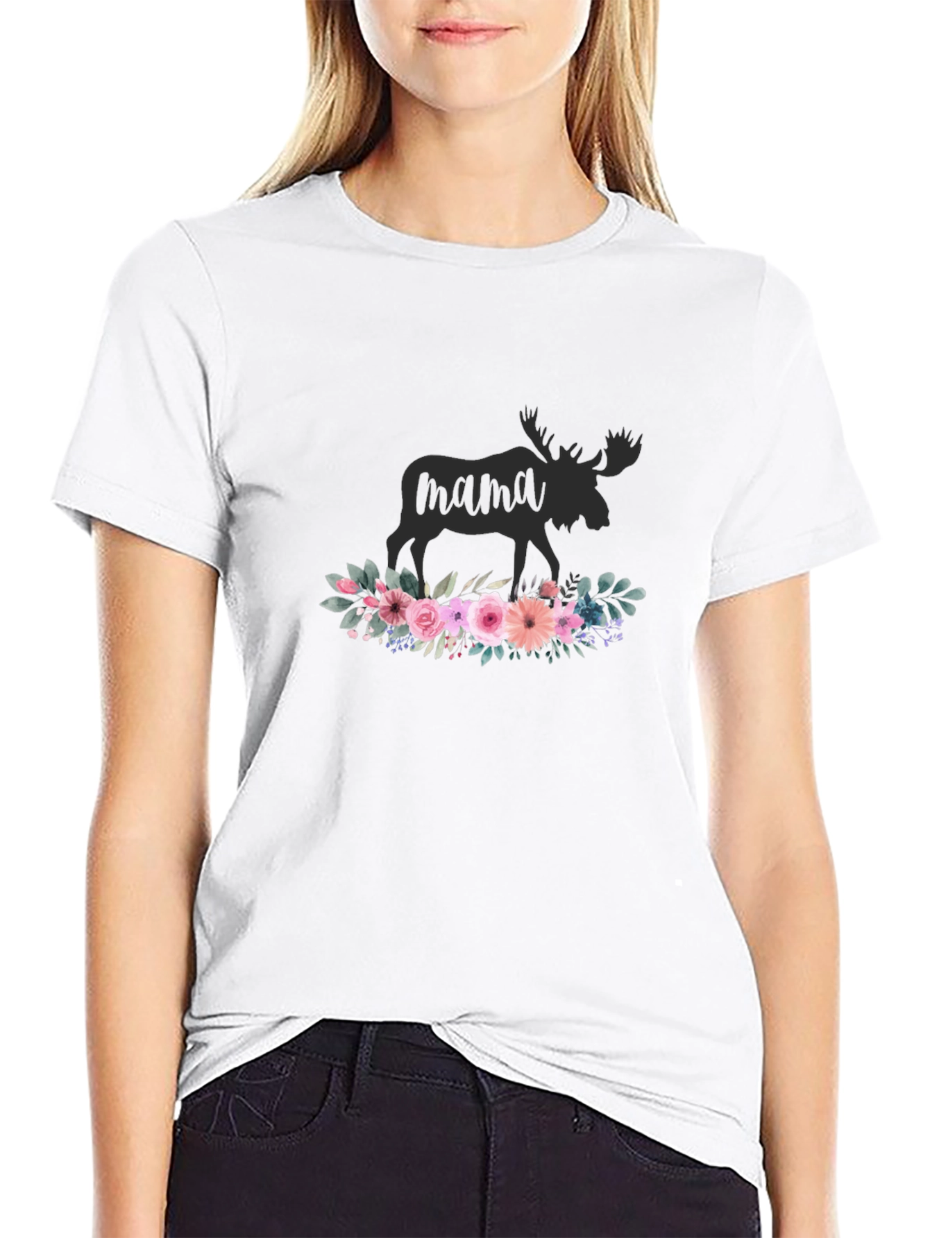 Mama Moose Floral T-Shirt - Stylish Animal Lover Tee - 9