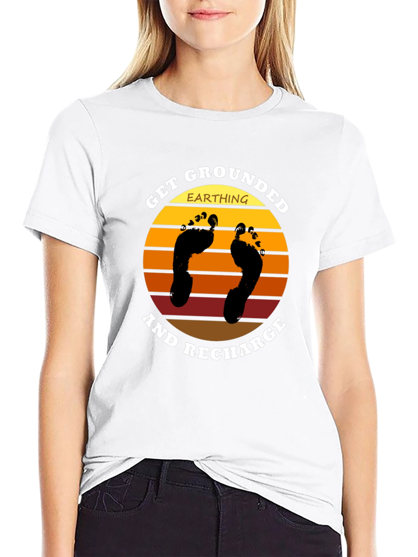 Black Get Grounded Earthing Recharge Graphic Tee view 9