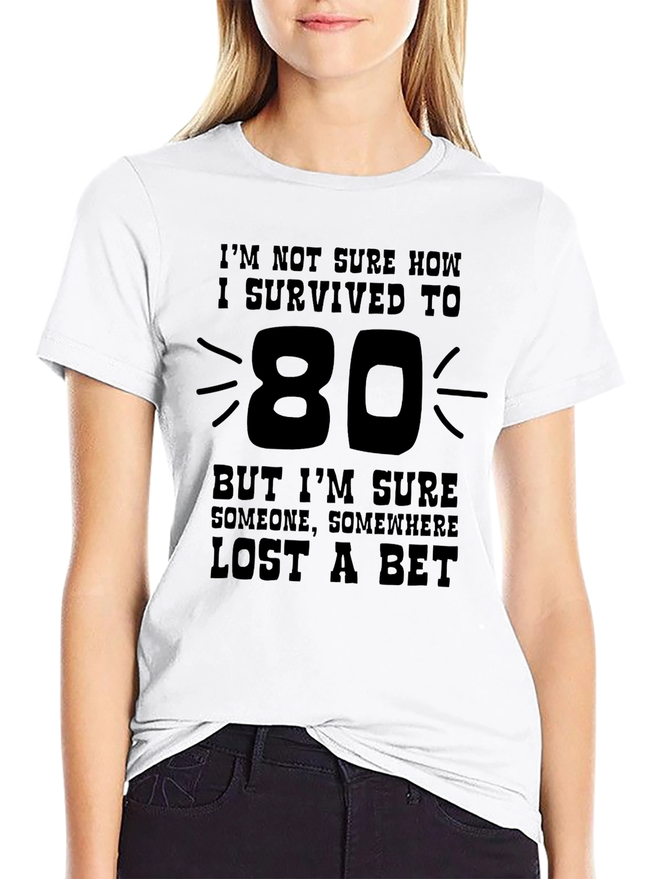 Black Funny 80th Birthday T-Shirt - I Survived to 80! view 9