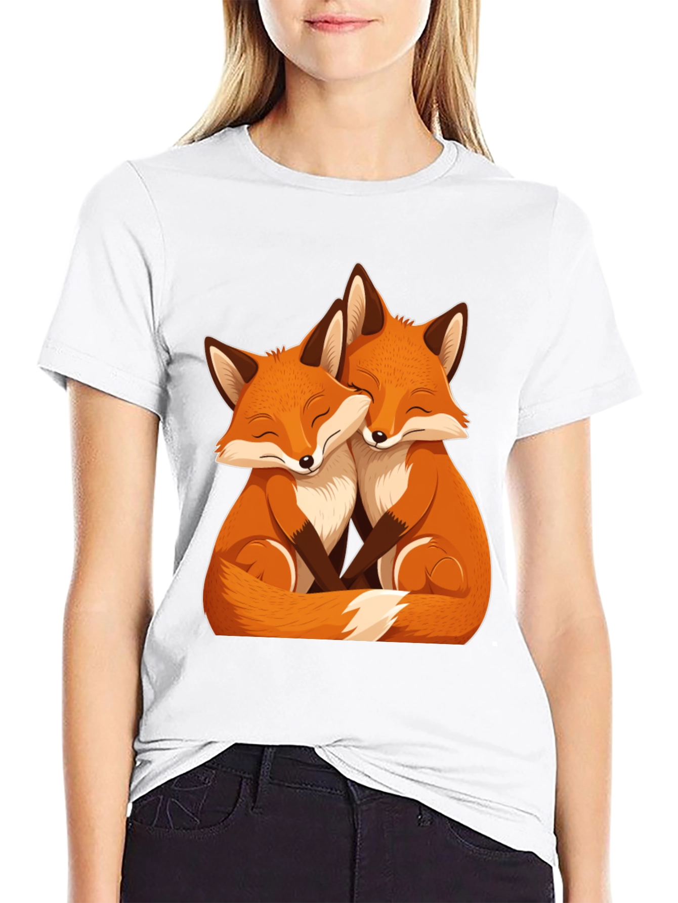Black Foxes Hugging Graphic Tee view 9