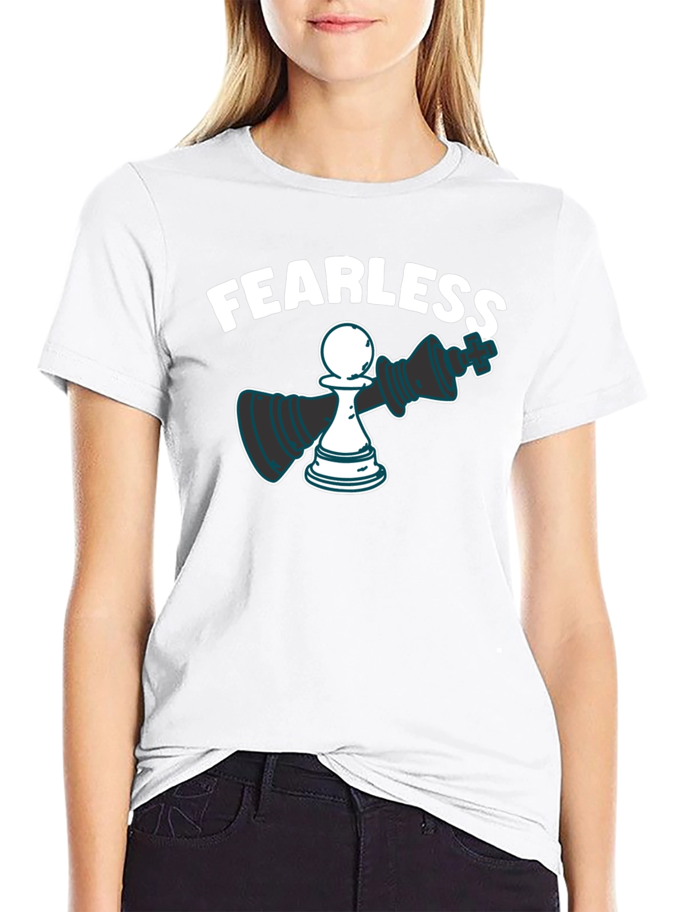 Black Fearless Chess Graphic Tee view 9