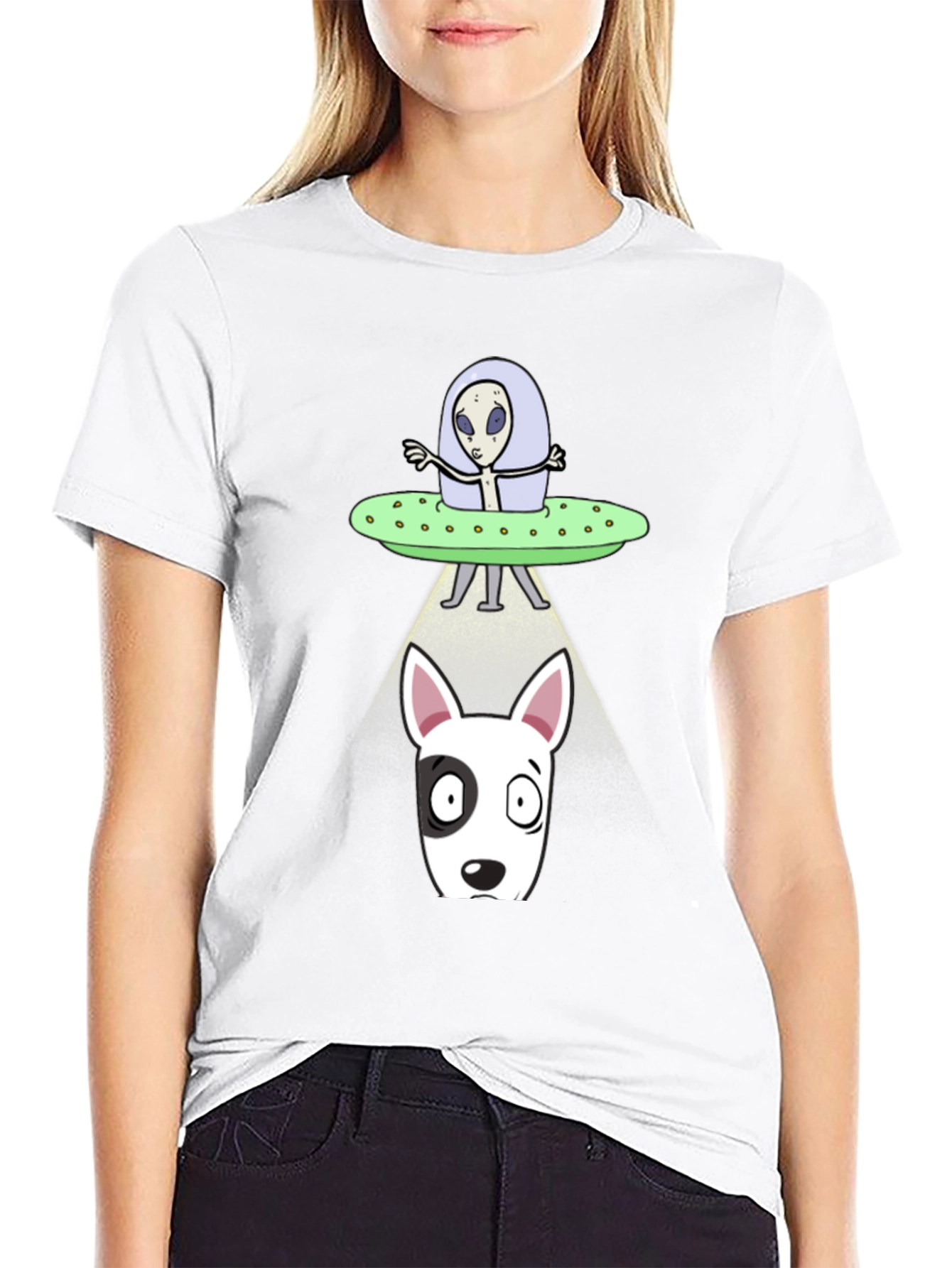 Black Alien Abduction Dog T-Shirt - UFO Graphic Tee view 9