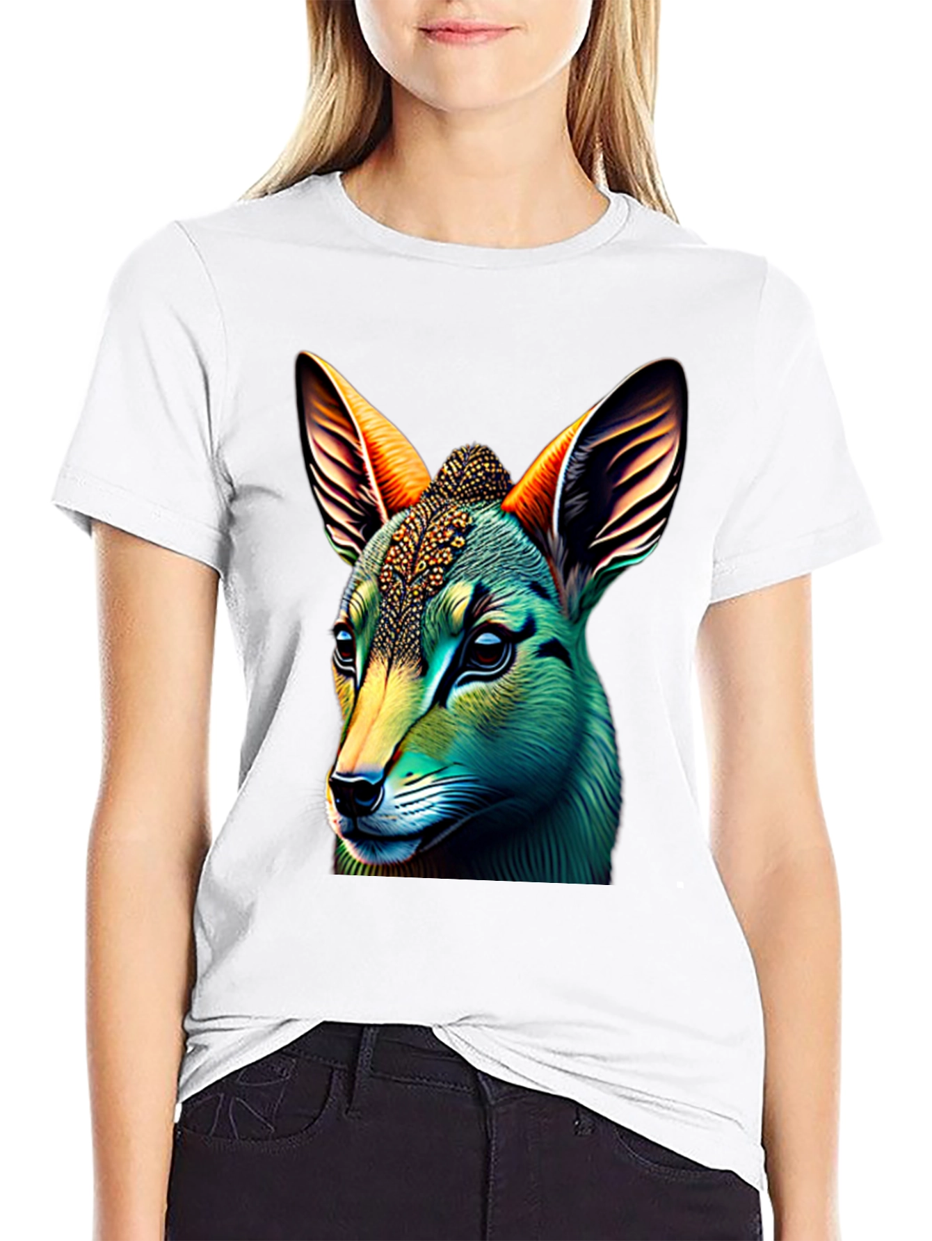 Black Vibrant Animal Graphic Tee - Unique Design view 9
