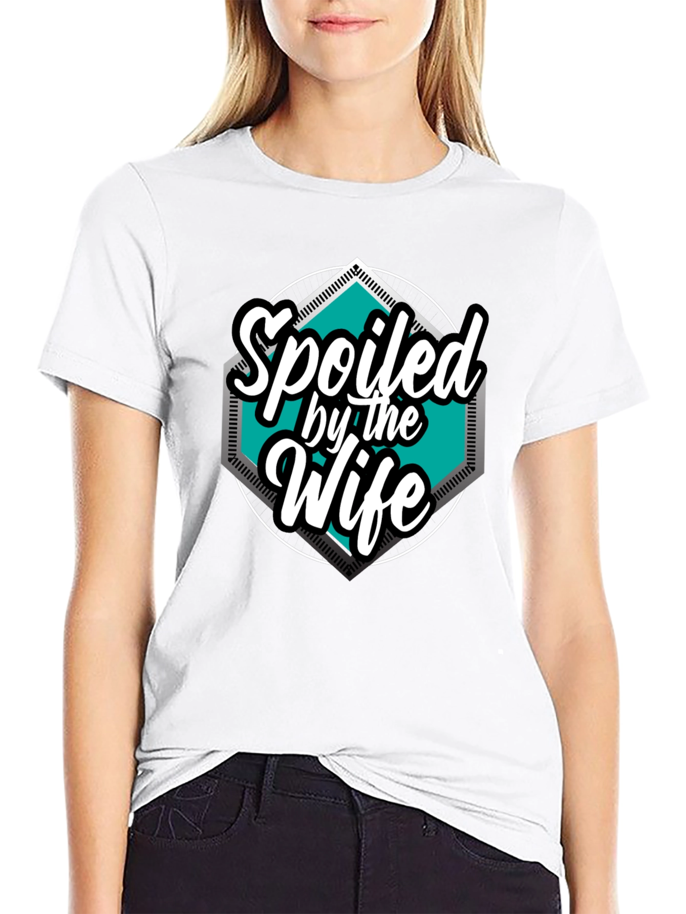Black Spoiled by the Wife Graphic Tee - Black view 9