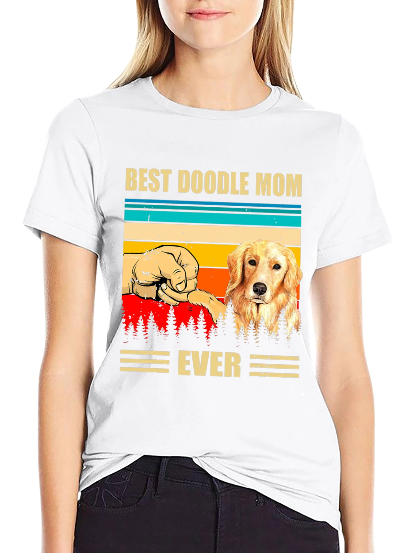 Black Best Doodle Mom Ever Graphic T-Shirt view 9