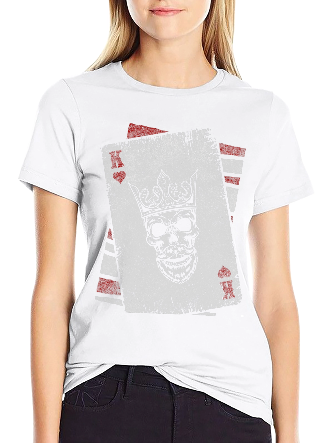 Black King of Hearts Skull Graphic T-Shirt view 9