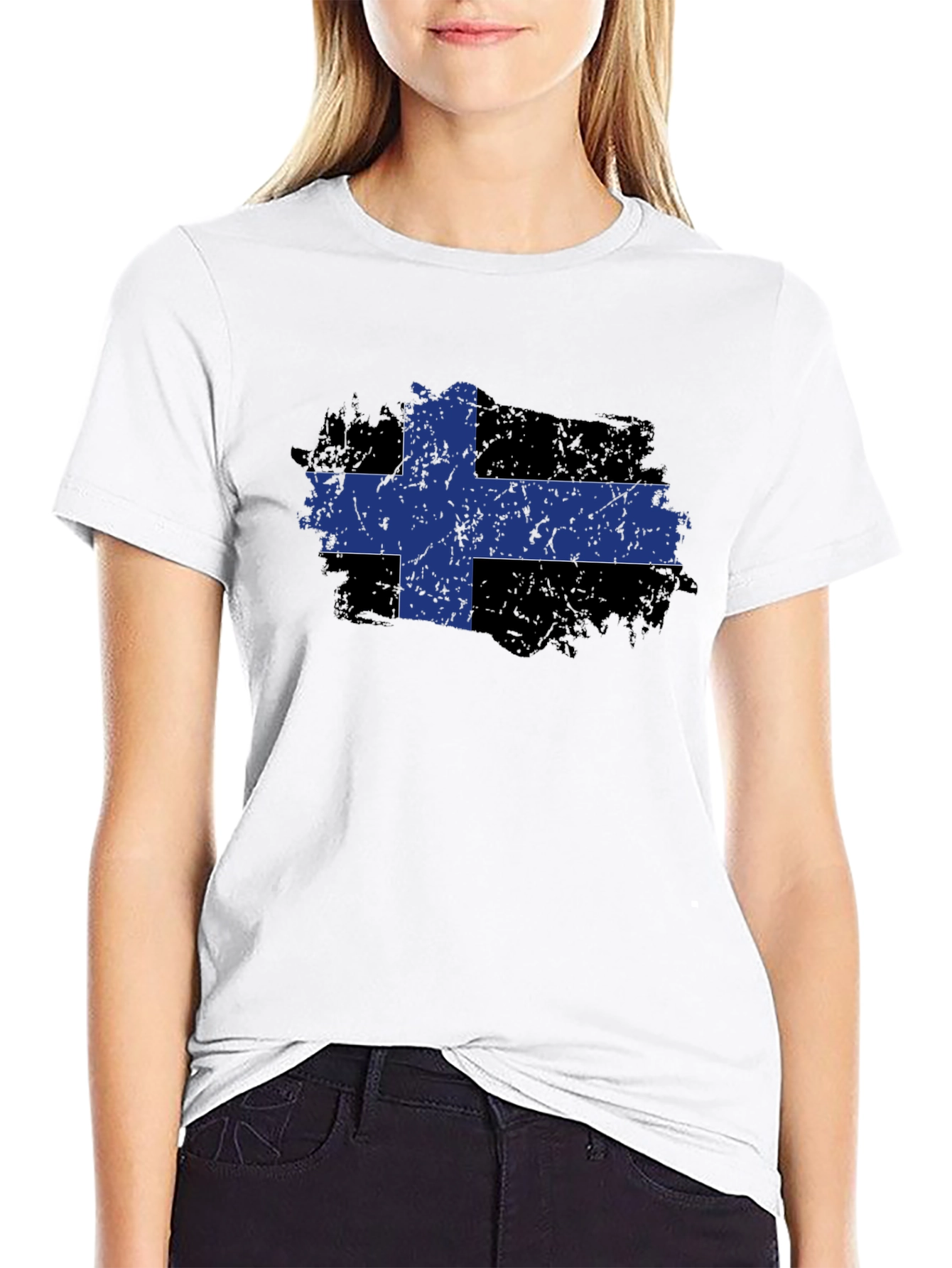 Distressed Finnish Flag T-Shirt - 9