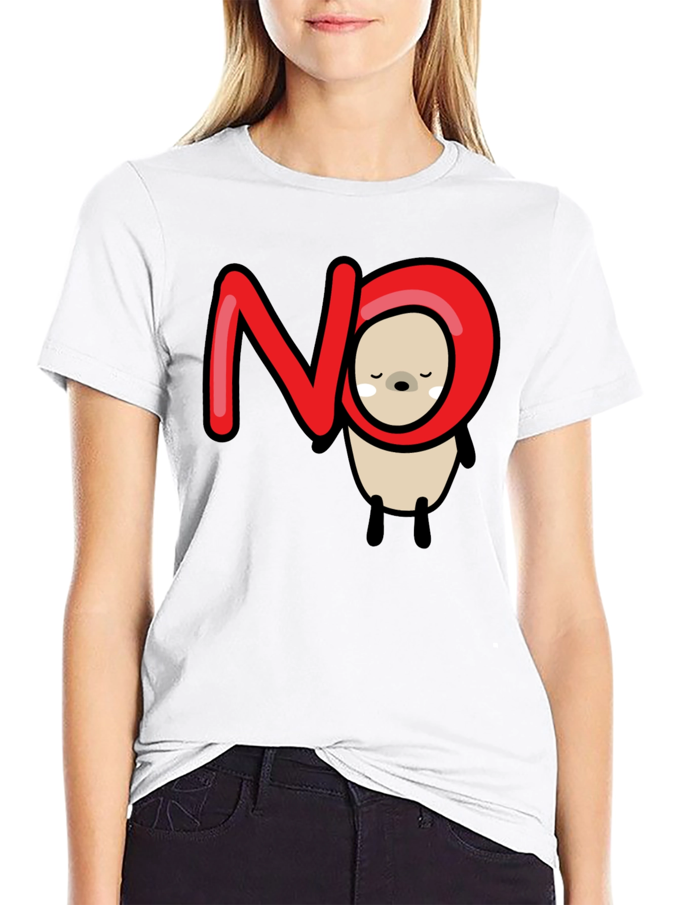 Black NO Bear Graphic Tee - Funny Casual T-Shirt view 9