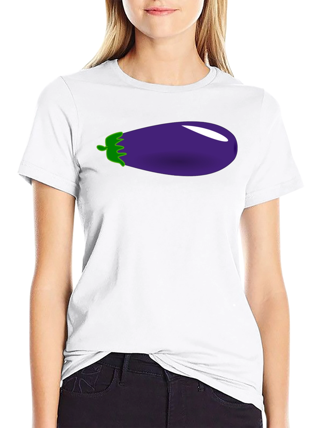Black Eggplant Graphic Print Black T-Shirt view 9