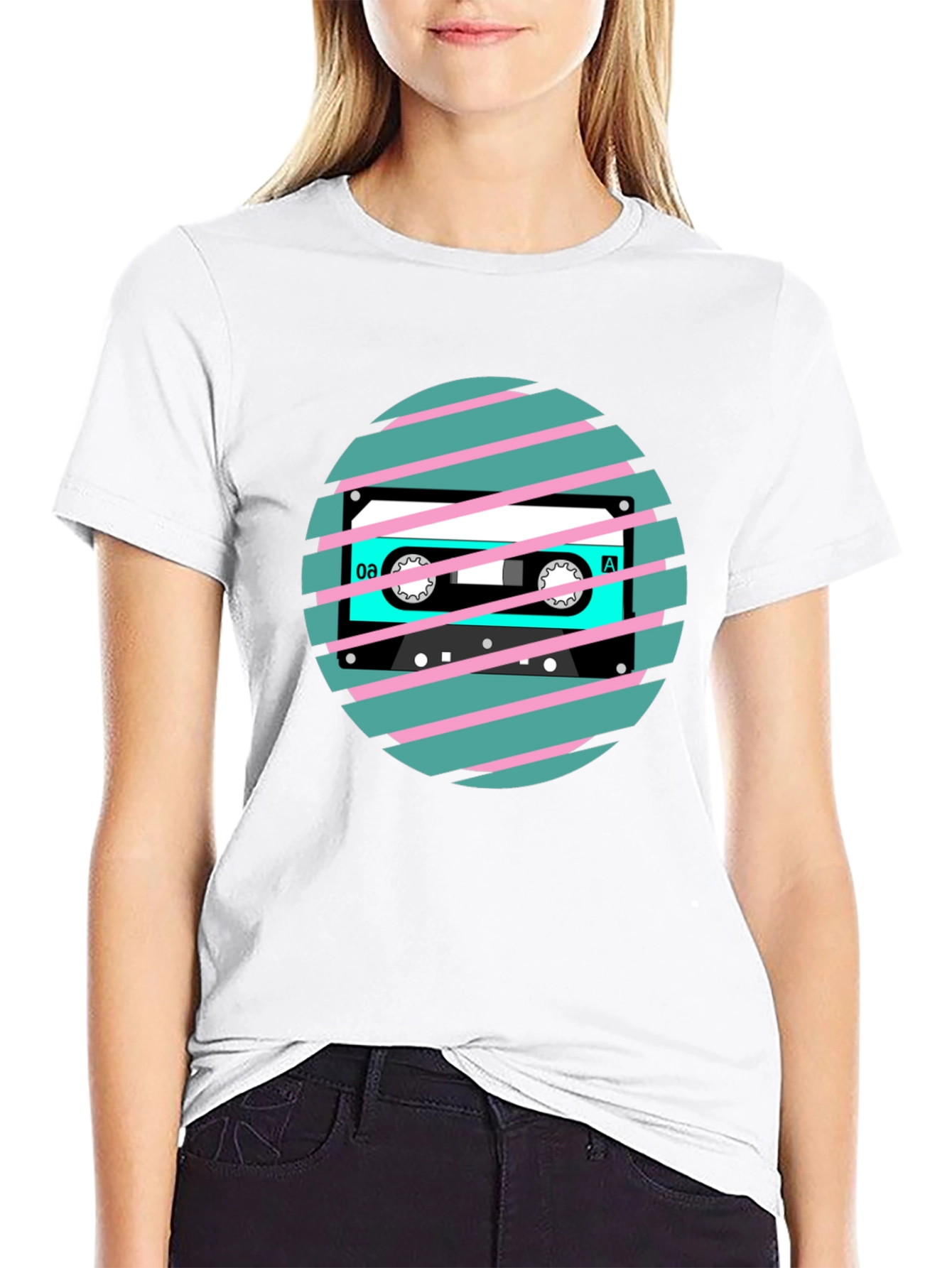 Black Retro Cassette Tape Graphic T-Shirt view 9