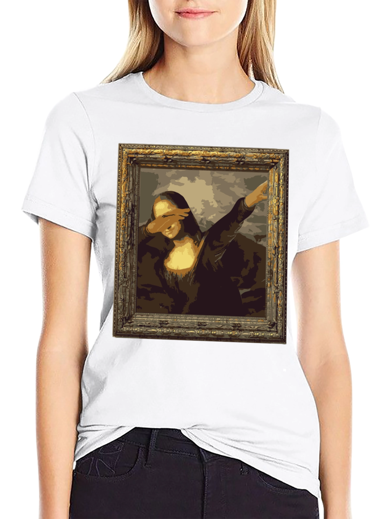 Black Mona Lisa Dab Black T-Shirt view 9