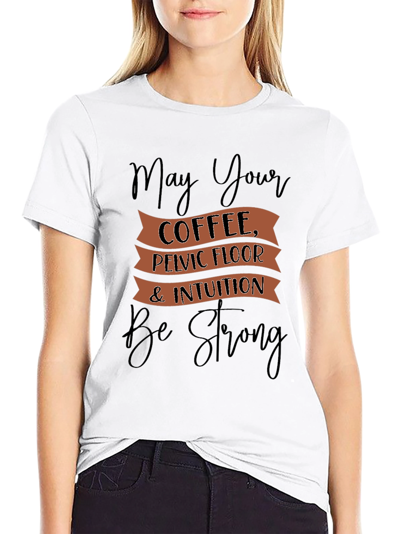Black Coffee, Pelvic Floor, & Intuition Graphic Tee view 9