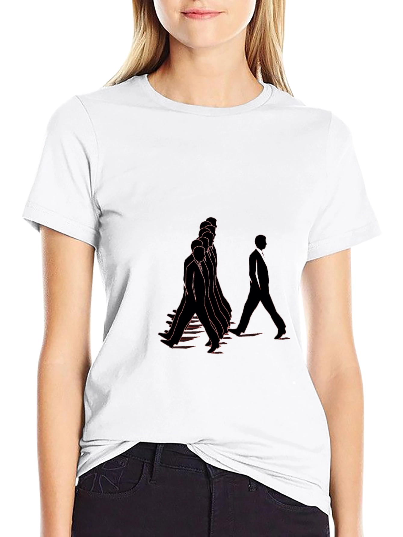 Black Unique Graphic Print Black Tee view 9