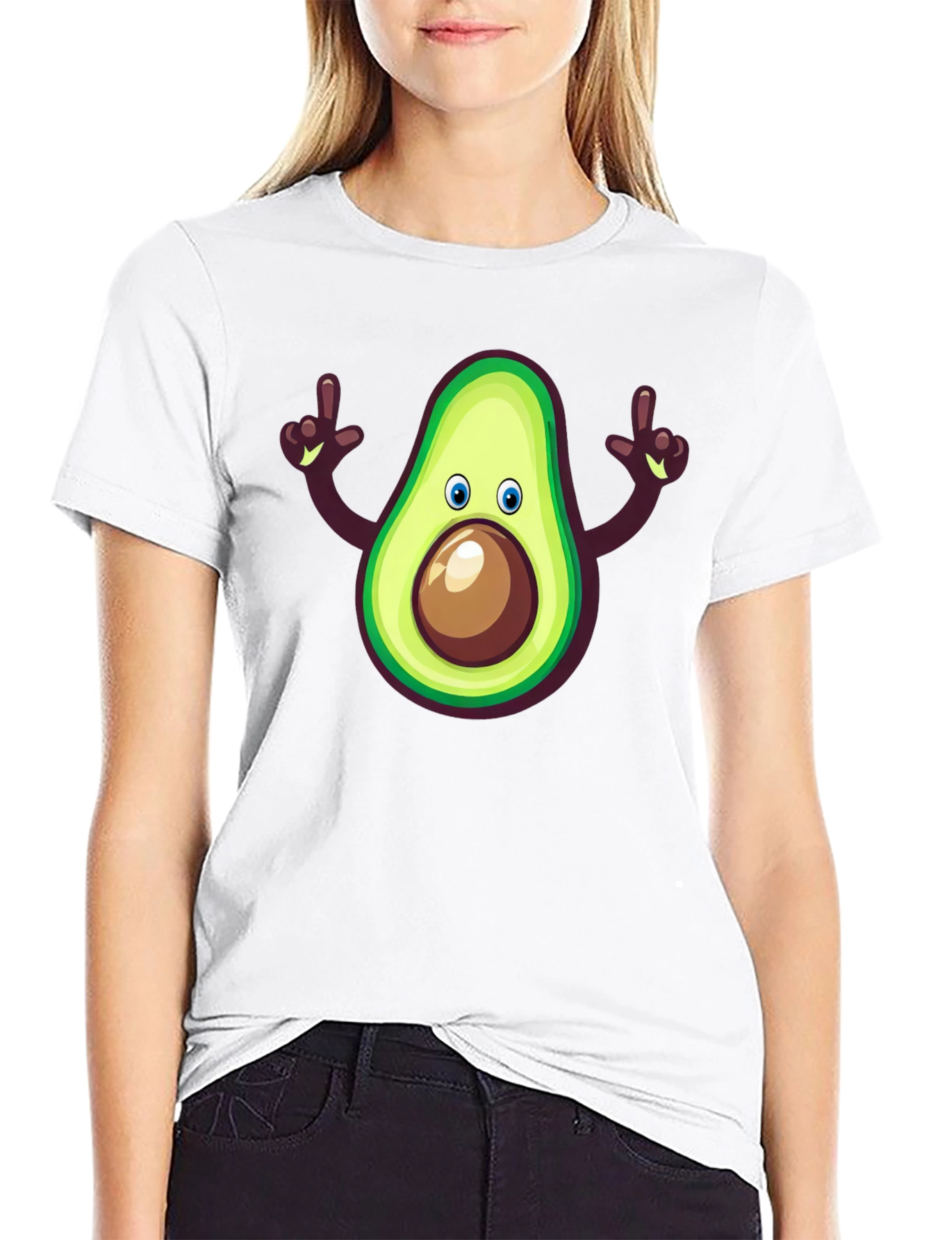 Black Avocado Cartoon Graphic Tee - Black view 9