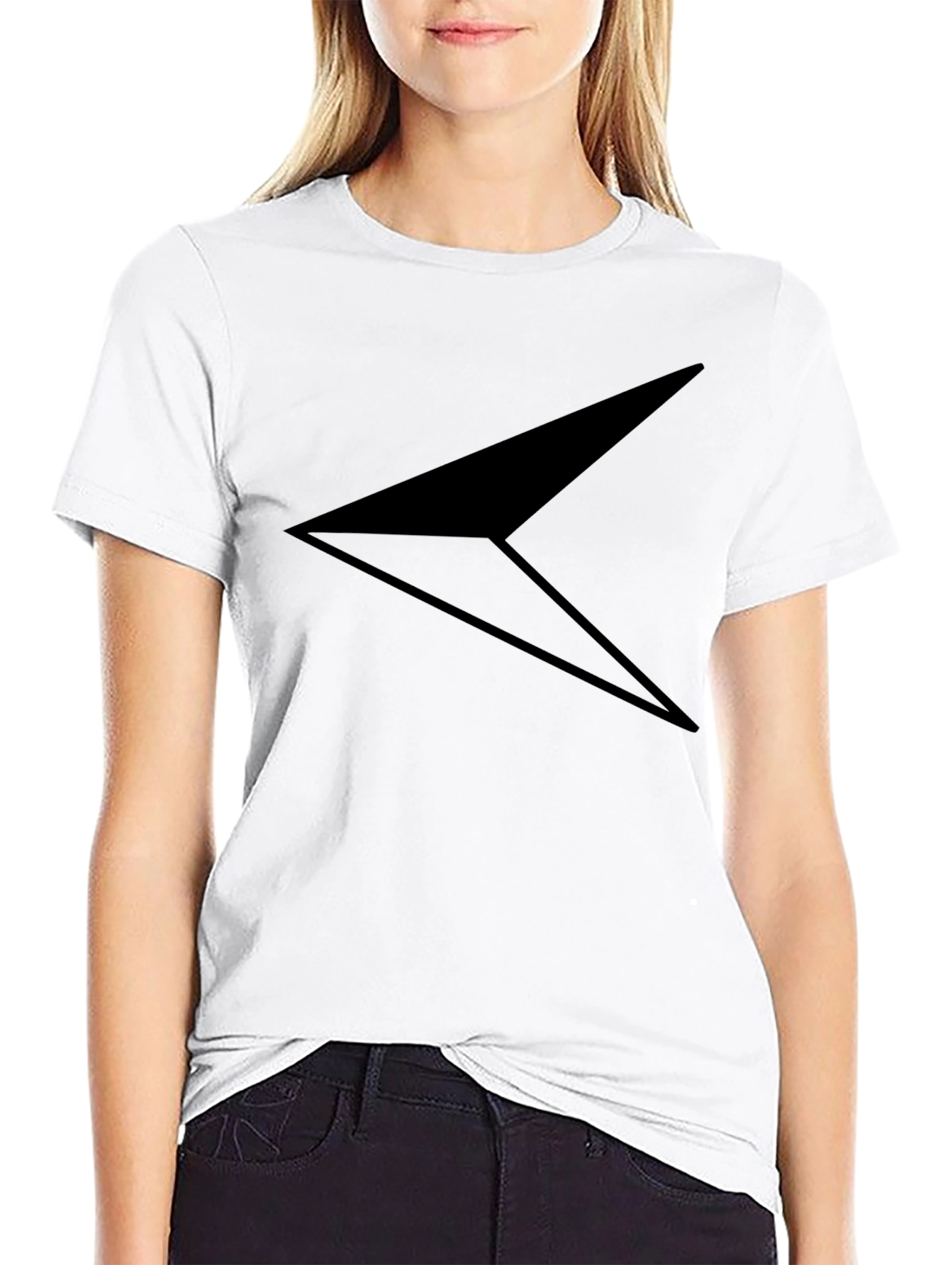 Stylish Black T-Shirt with Geometric Arrow Design - 9