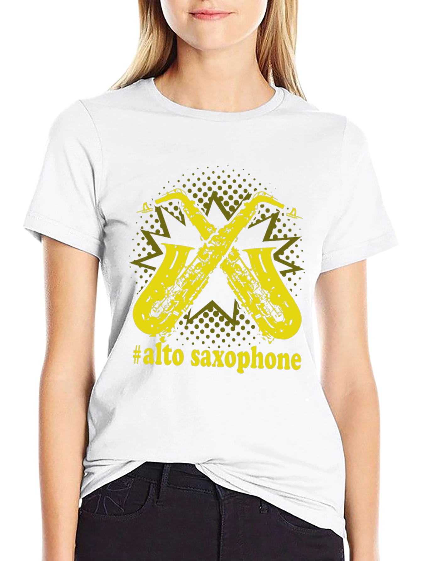 Black Alto Saxophone Graphic Tee - Music Lover T-Shirt view 9