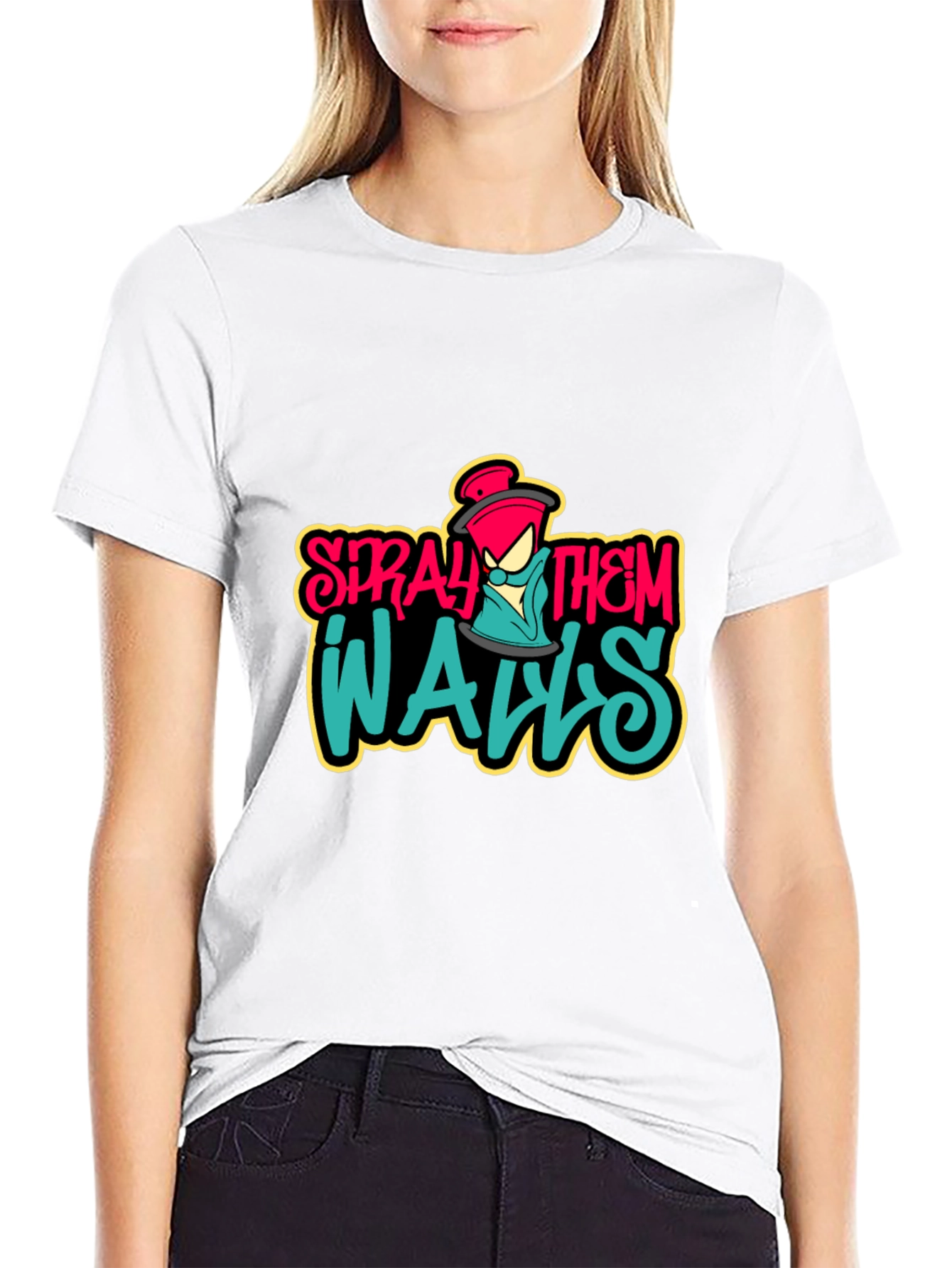 Black Spray Them Walls Graphic Tee - Black view 9