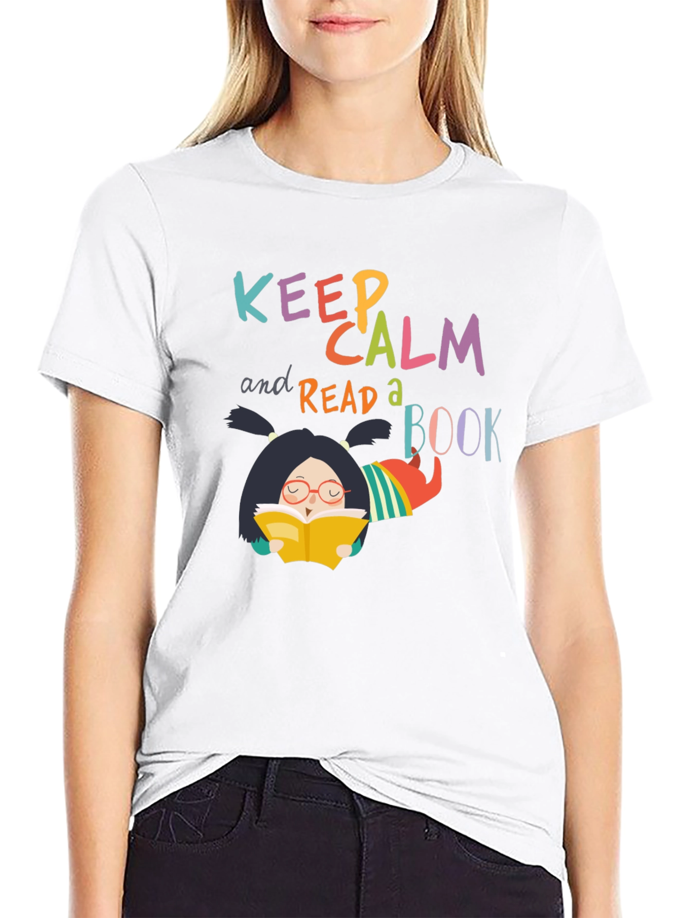 Black Keep Calm and Read a Book T-Shirt view 9