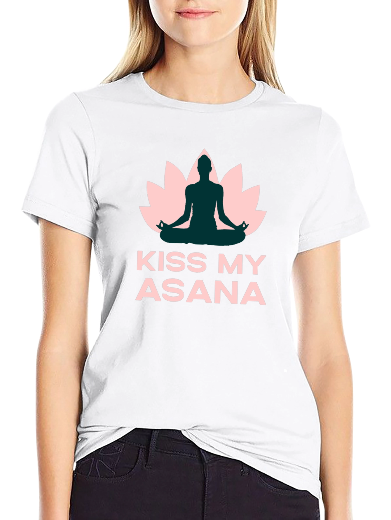 Black Yoga T-Shirt - Kiss My Asana - Black view 9