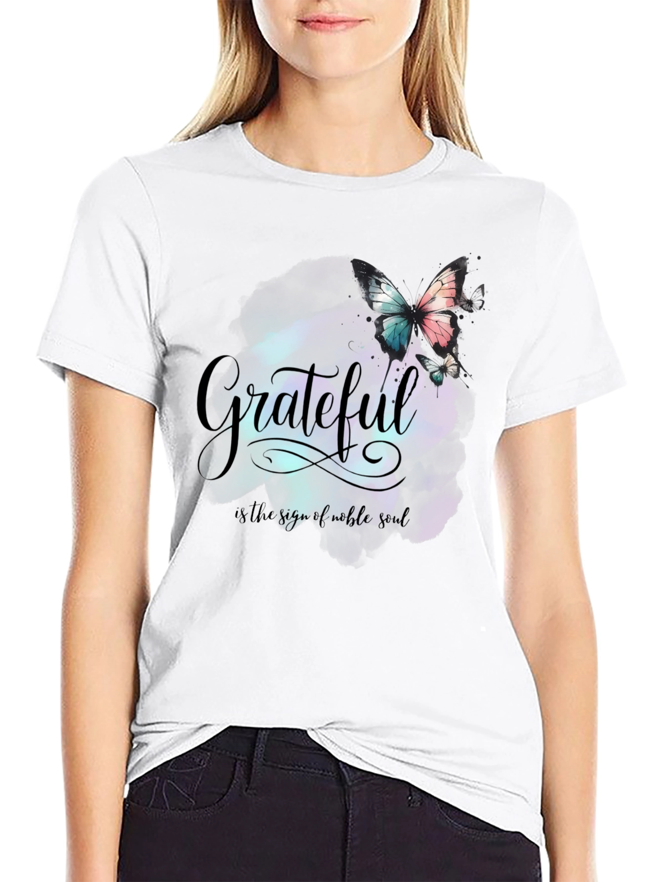 Black Grateful Butterfly Graphic Tee - Noble Soul Design view 9
