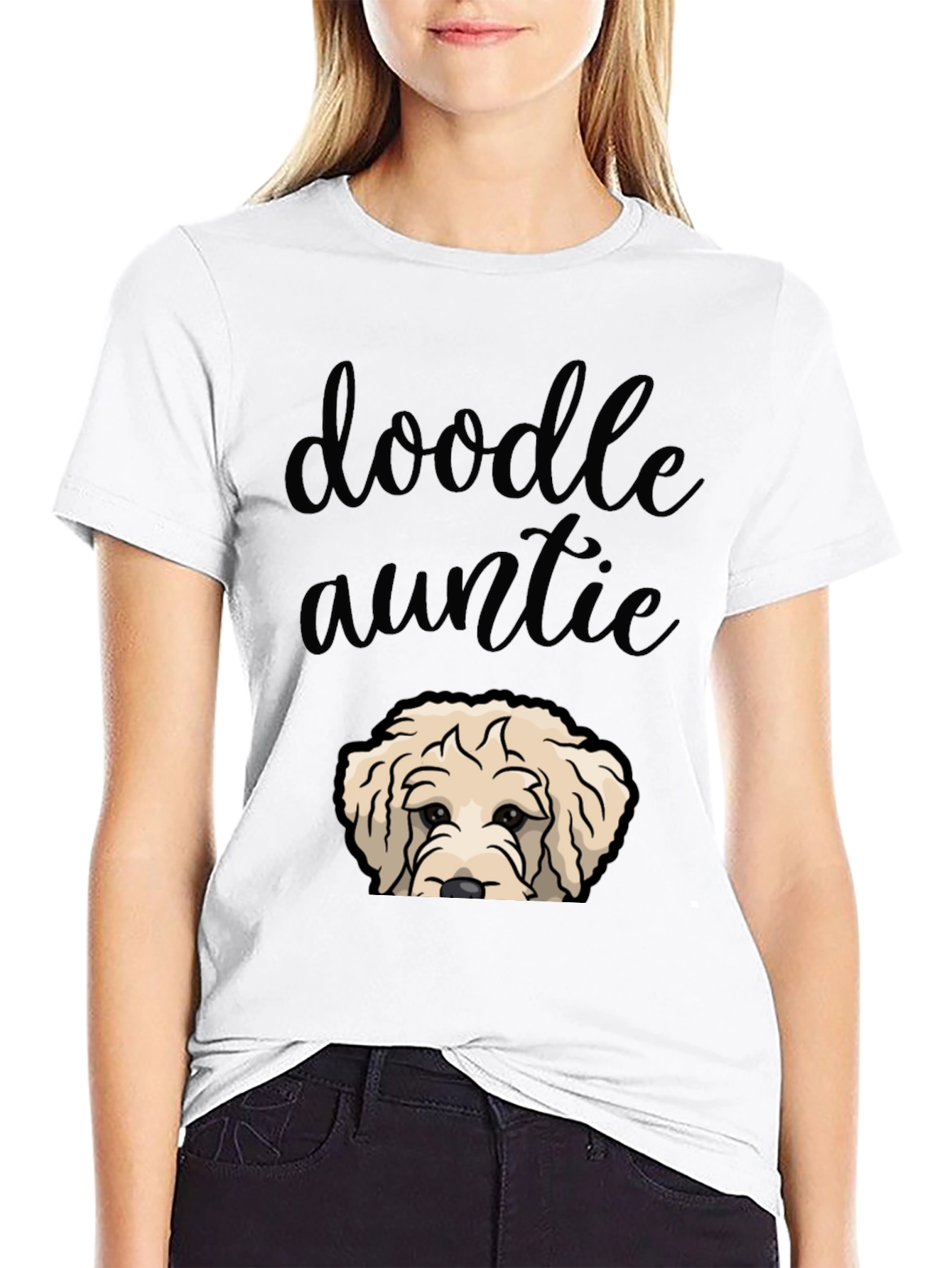 Black Doodle Auntie T-Shirt - Cute Dog Lover Tee view 9