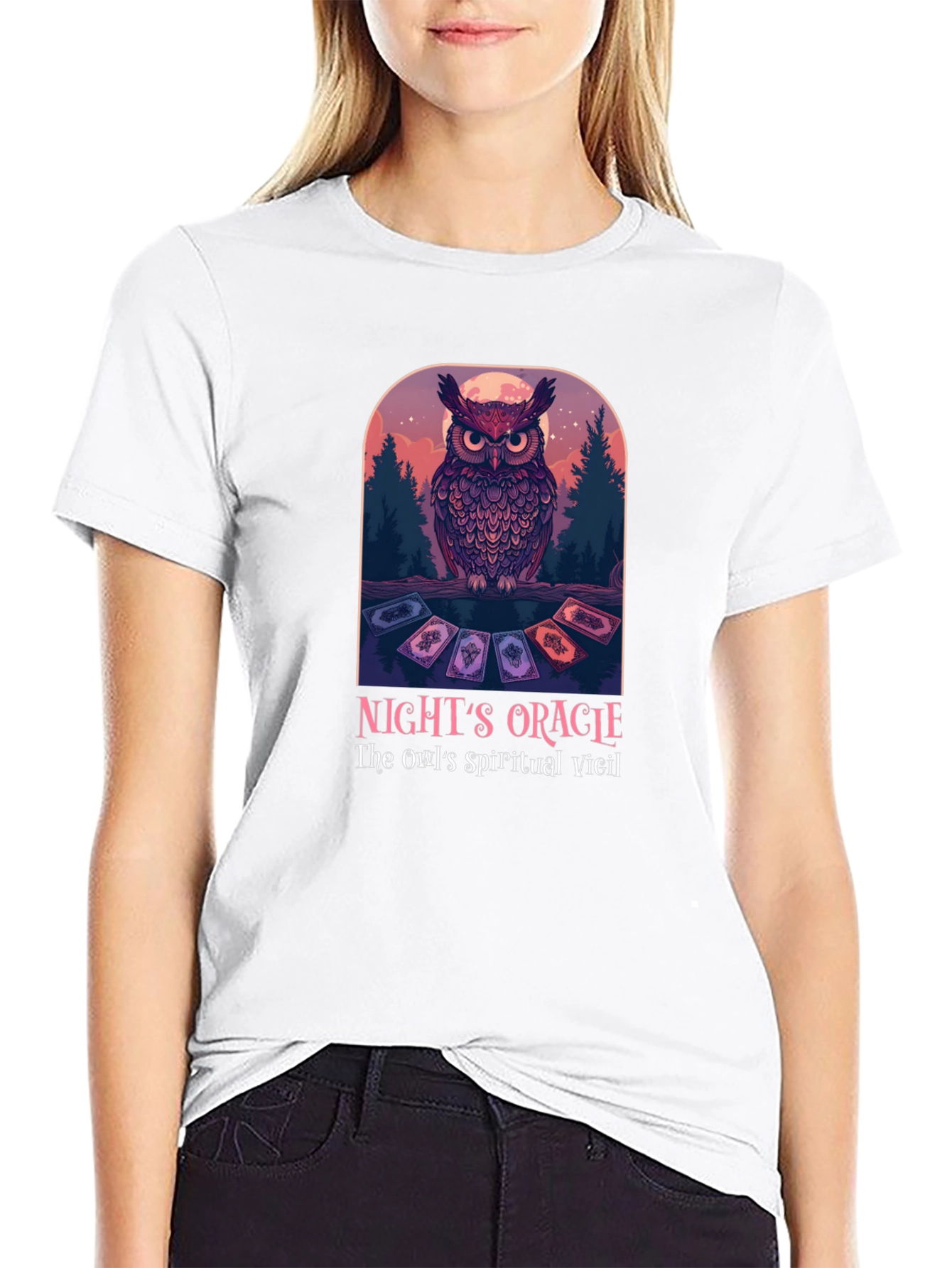 Black Night's Oracle Owl Graphic T-Shirt view 9