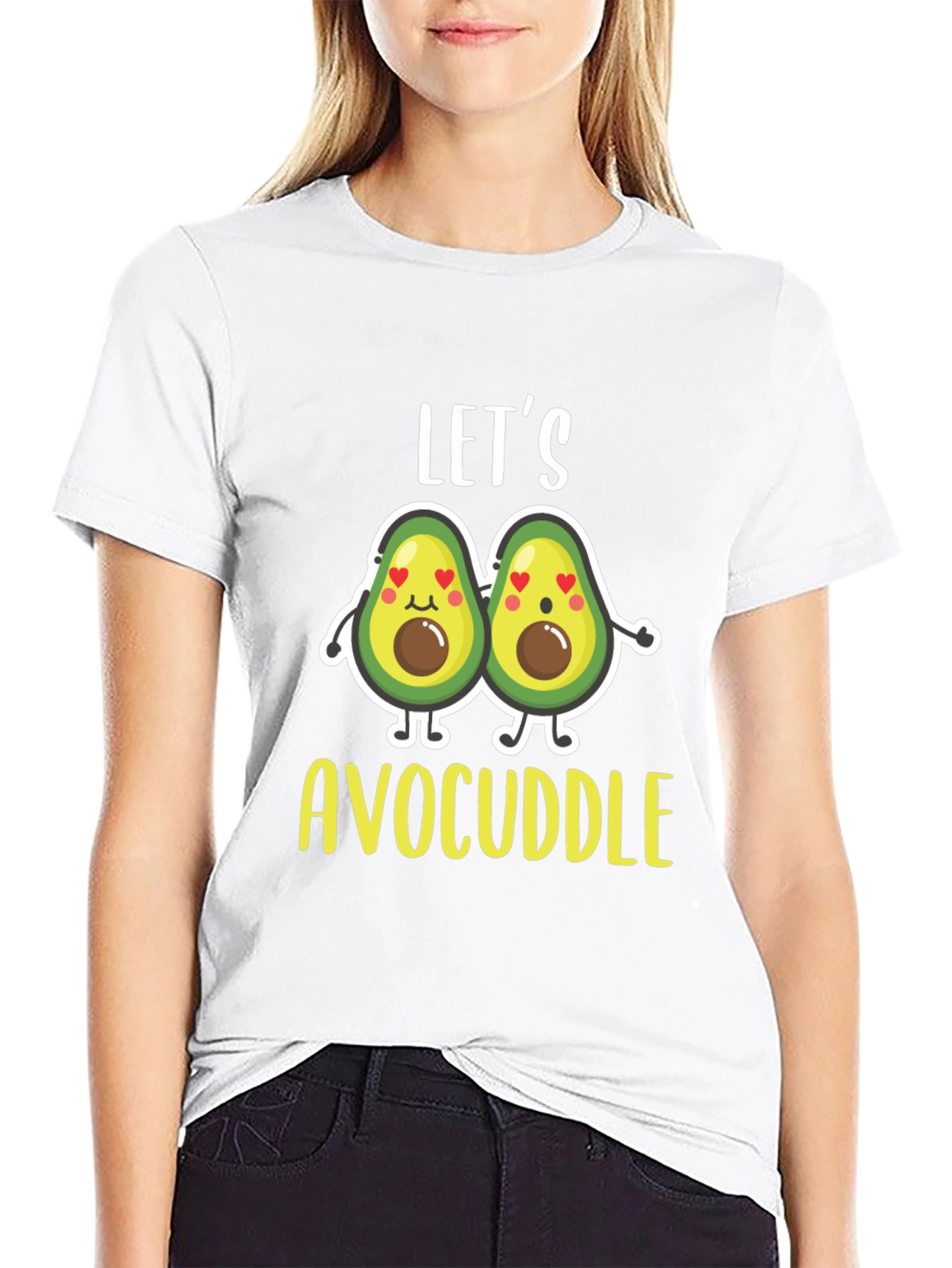 Black Let's Avocuddle Black T-Shirt view 9