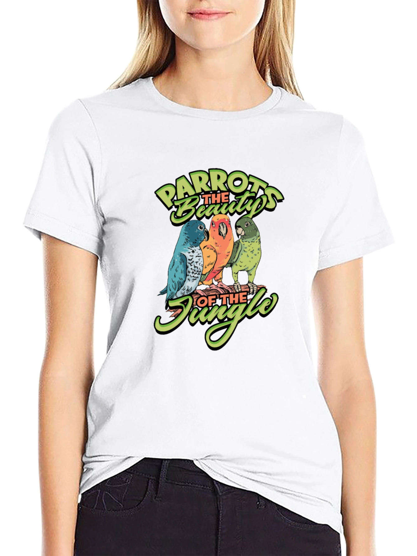 Black Parrots of the Jungle Graphic Tee view 9