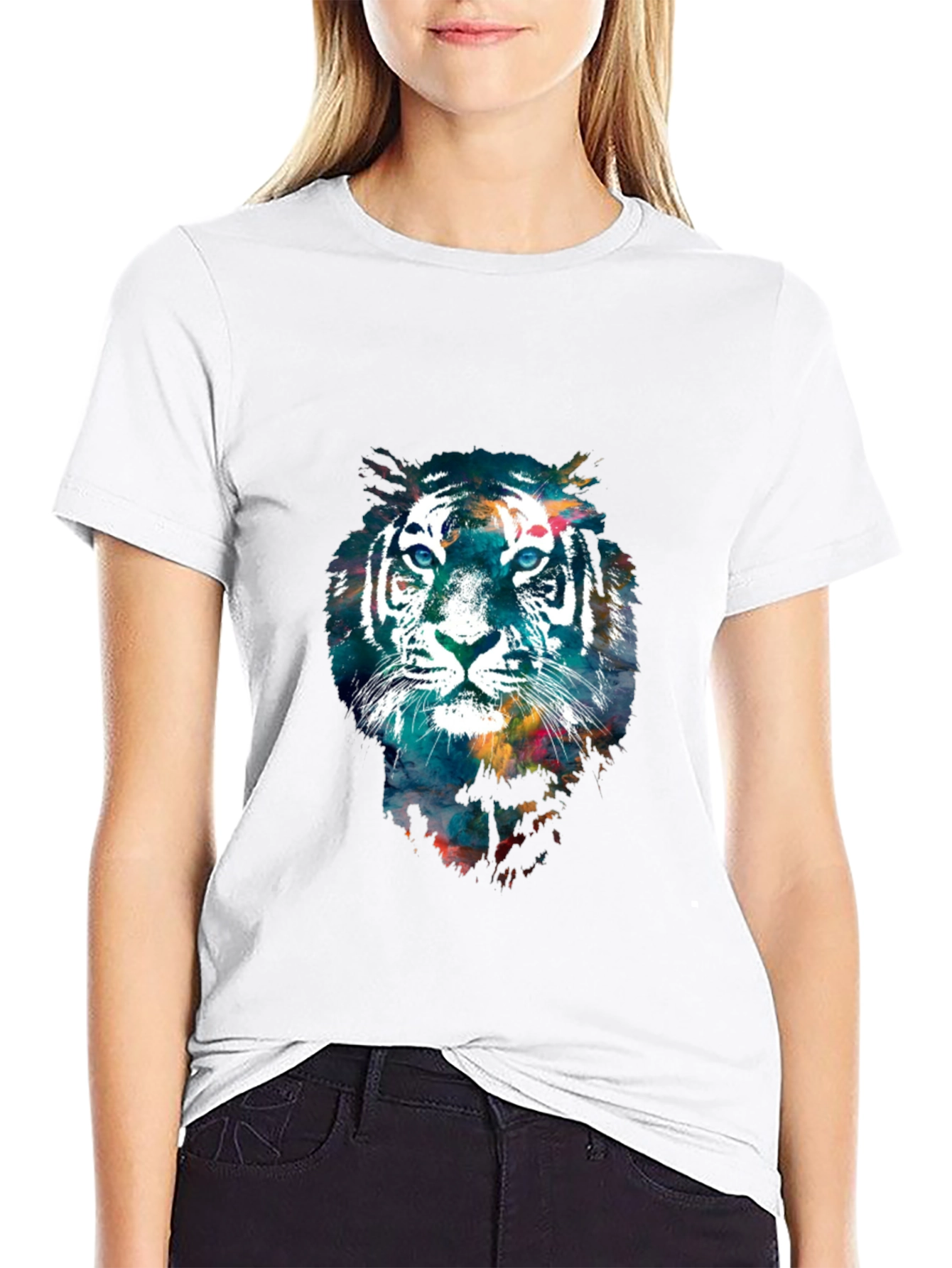 Black Abstract Tiger Graphic Tee - Cool Men's T-Shirt view 9