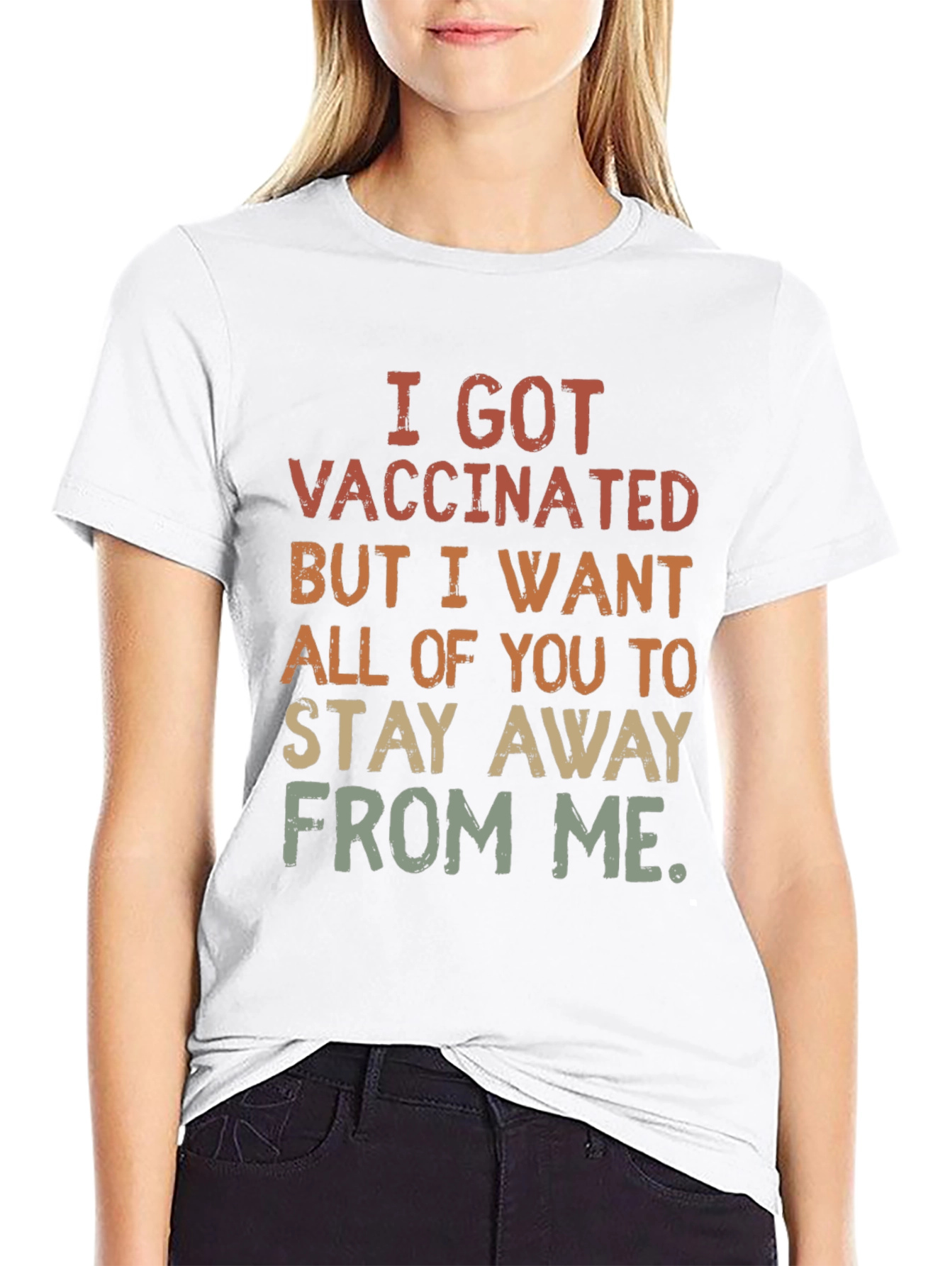 Black Funny Vaccinated Graphic T-Shirt: Stay Away view 9