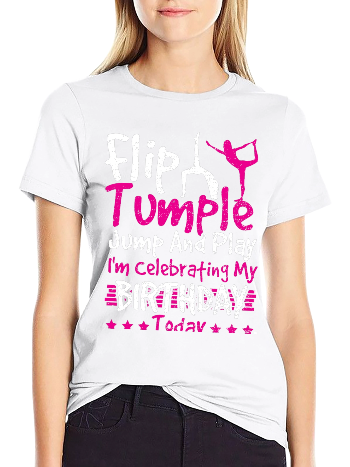 Black Flip Tumble Birthday Gymnastics T-Shirt view 9