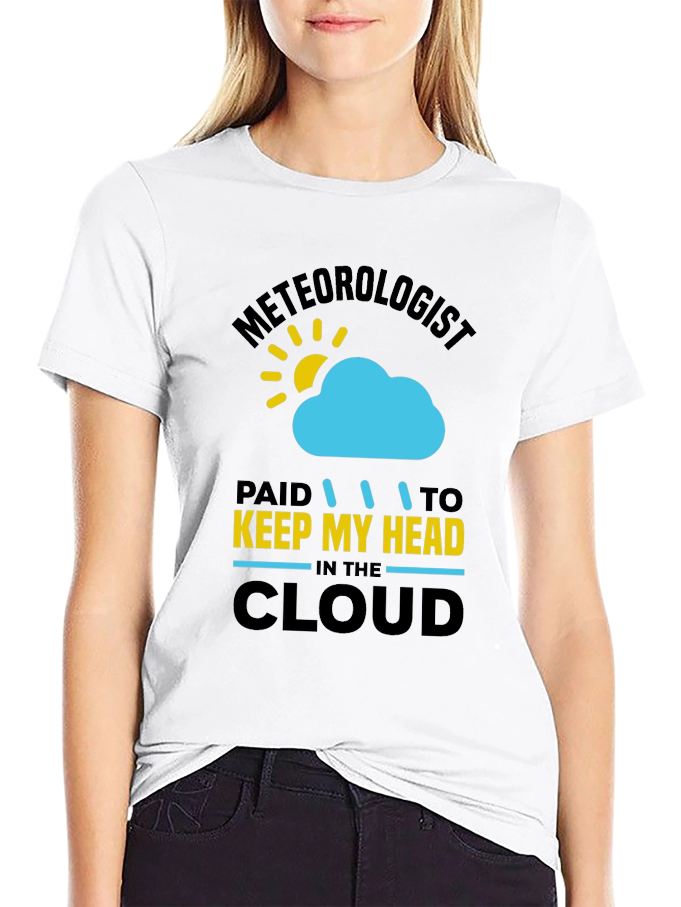Black Meteorologist T-Shirt - Keep My Head in the Cloud view 9