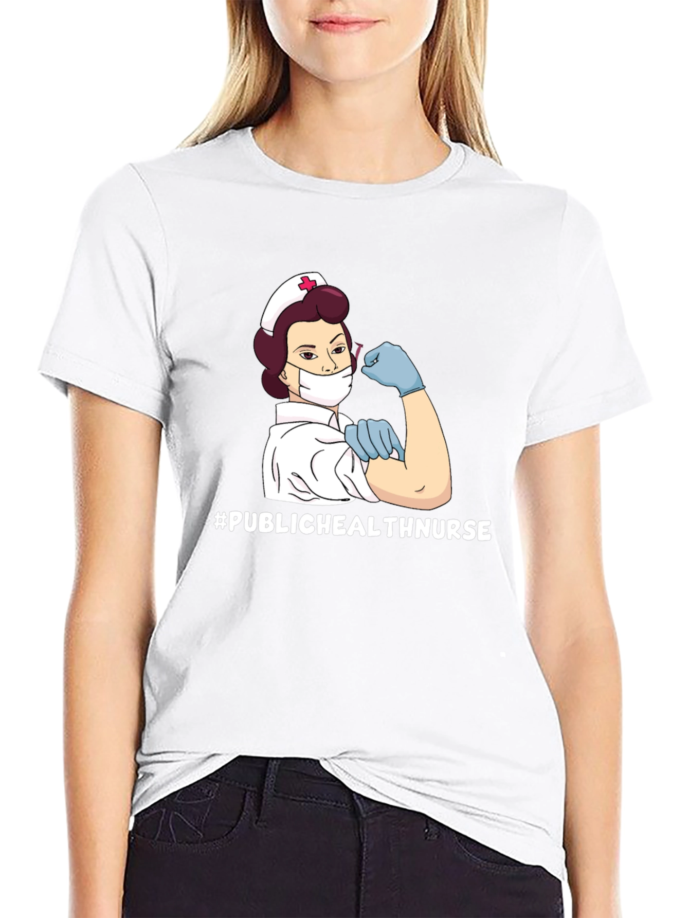 Black Public Health Nurse T-Shirt - Black view 9