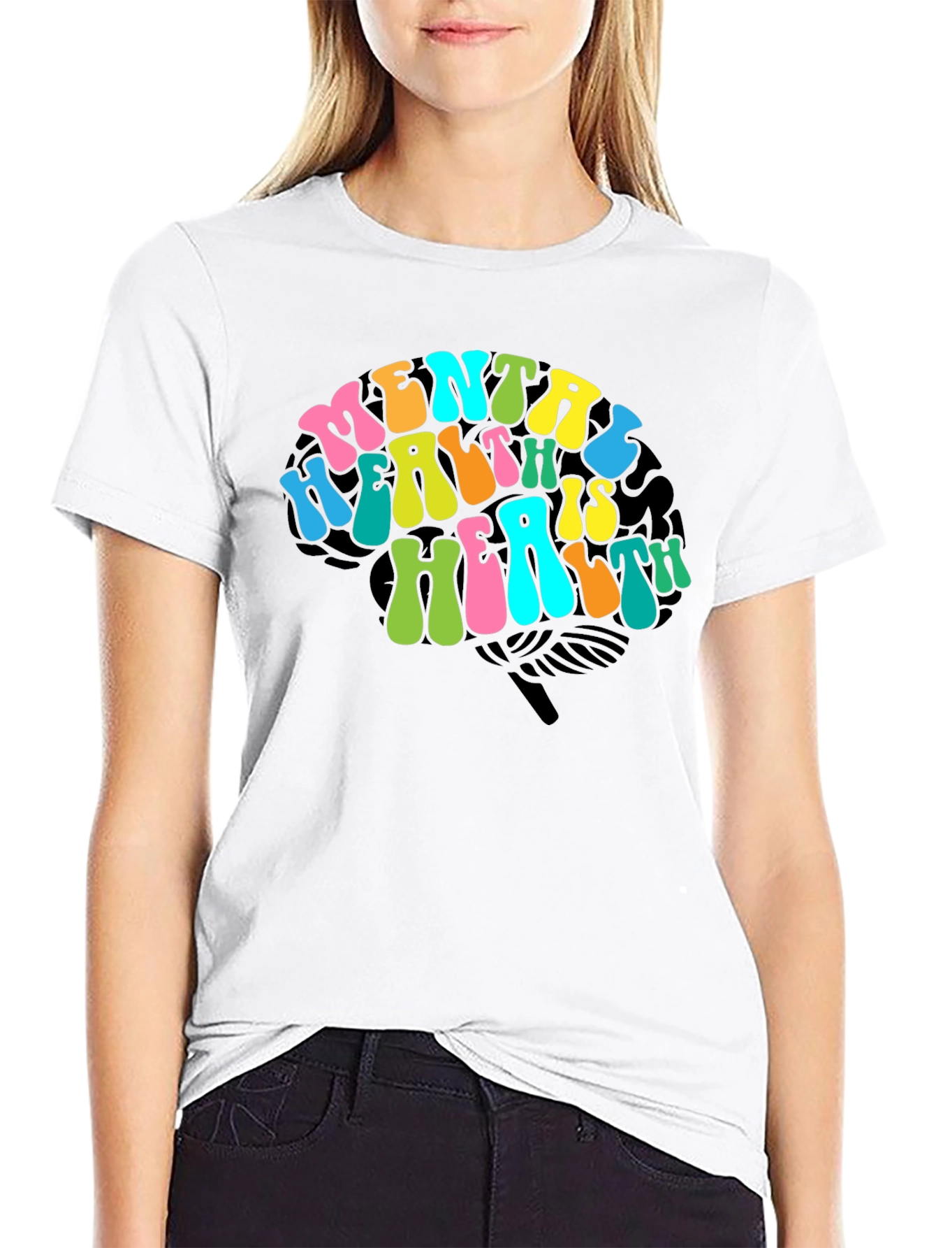 Black Mental Health Brain Graphic T-Shirt view 9