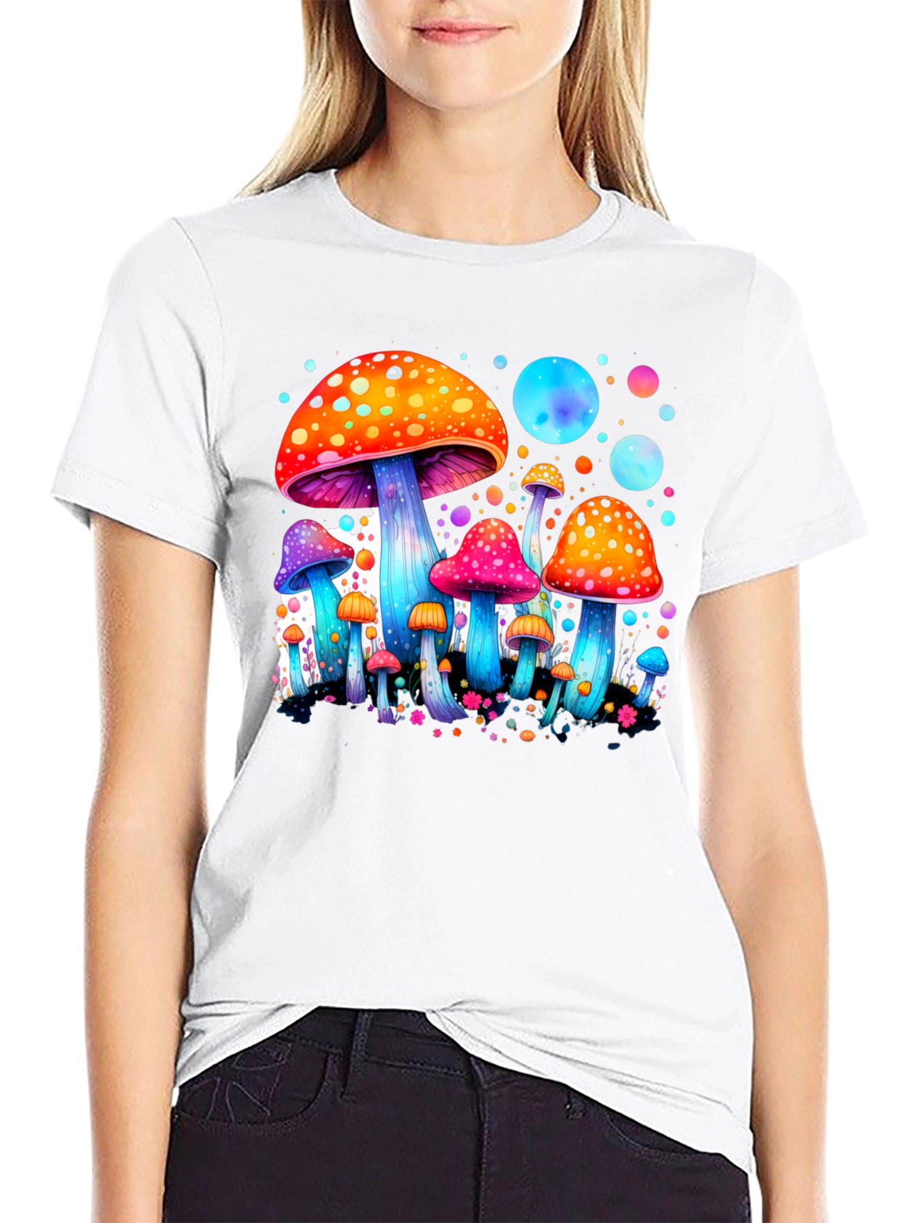 Black Psychedelic Mushroom T-Shirt - Unique Graphic Tee view 9