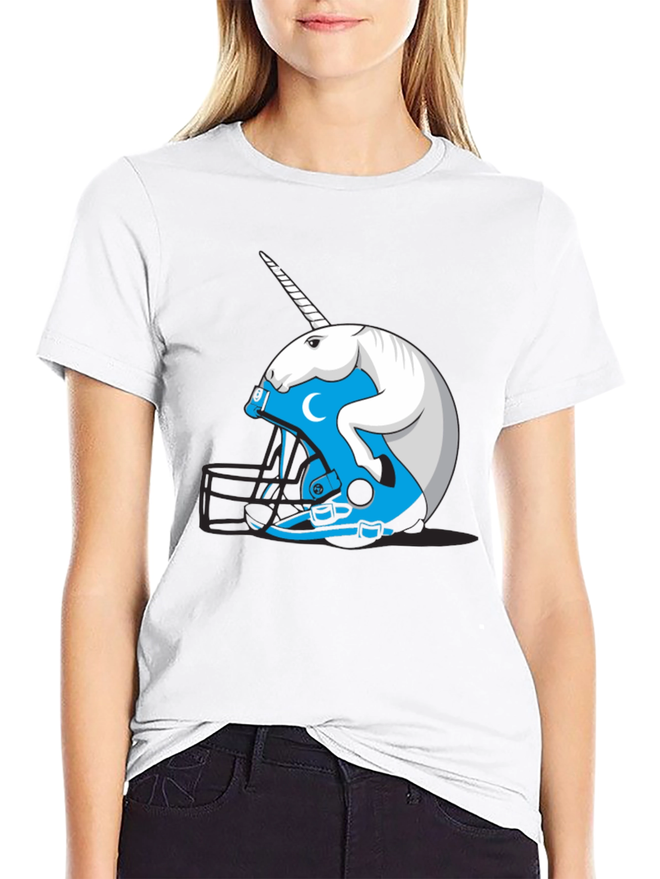 Black Unicorn Helmet T-Shirt - Fantasy Football Fan Tee view 9
