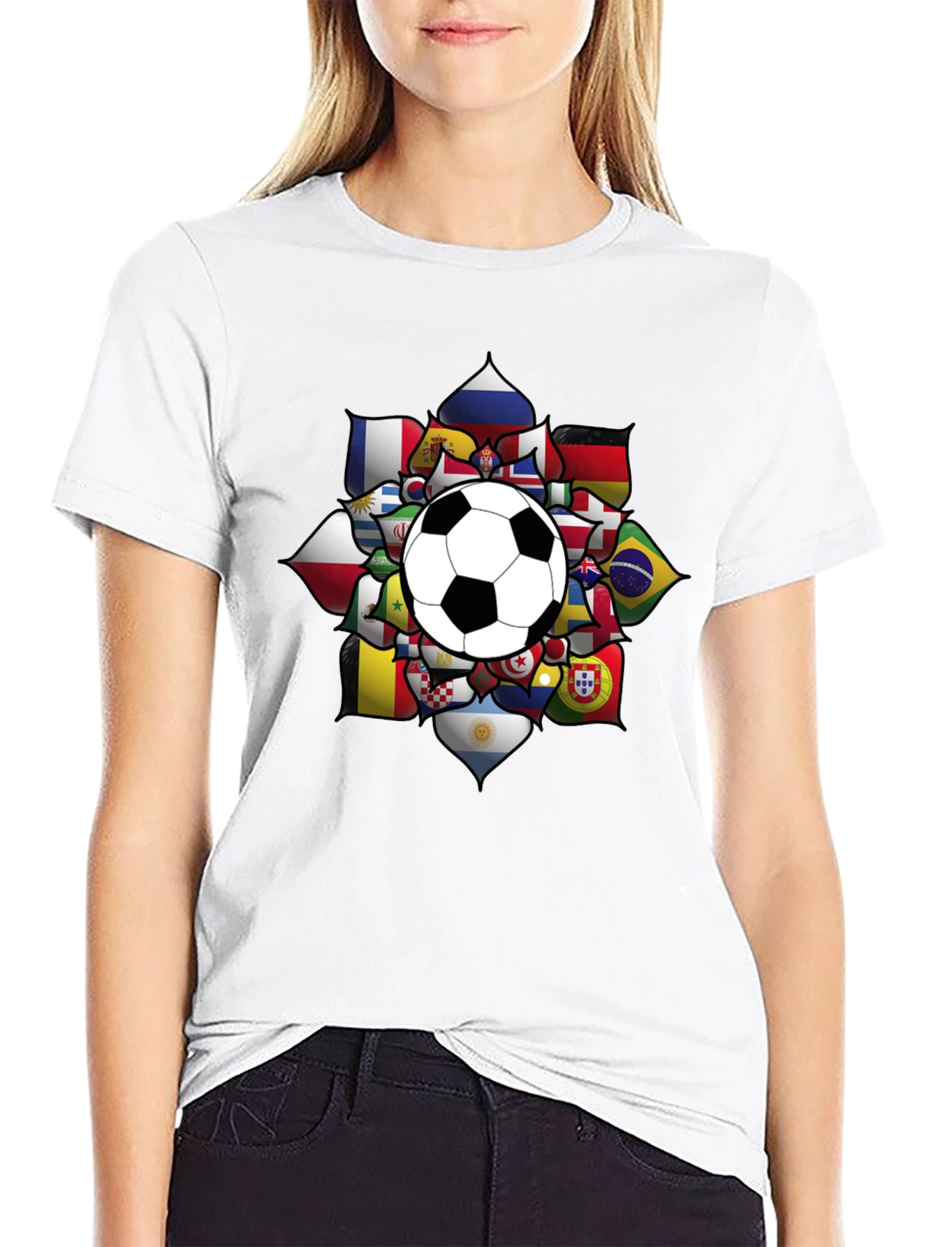 World Cup Soccer Ball Flags Graphic Tee - 9