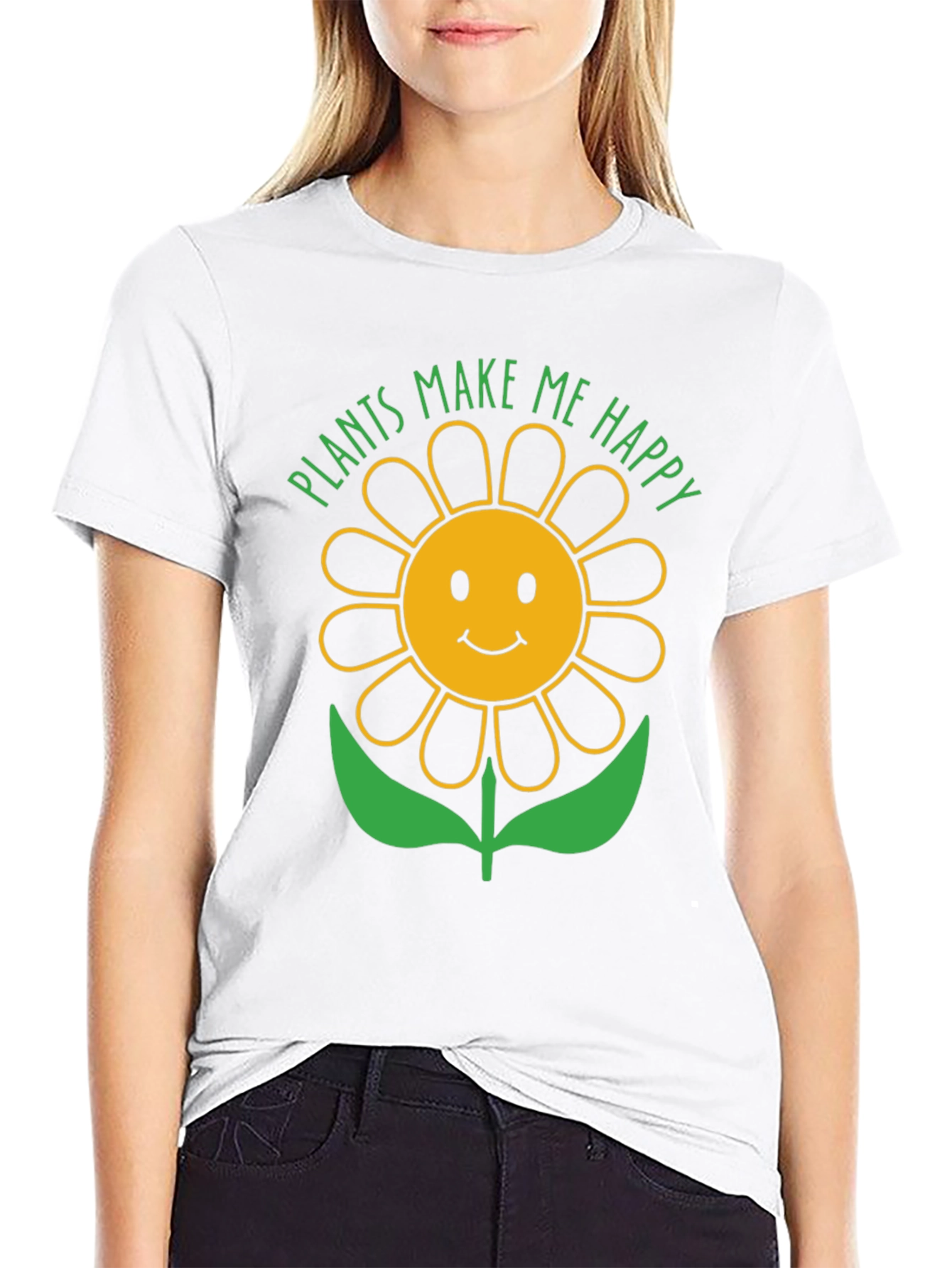Black Plants Make Me Happy Sunflower Graphic T-Shirt view 9