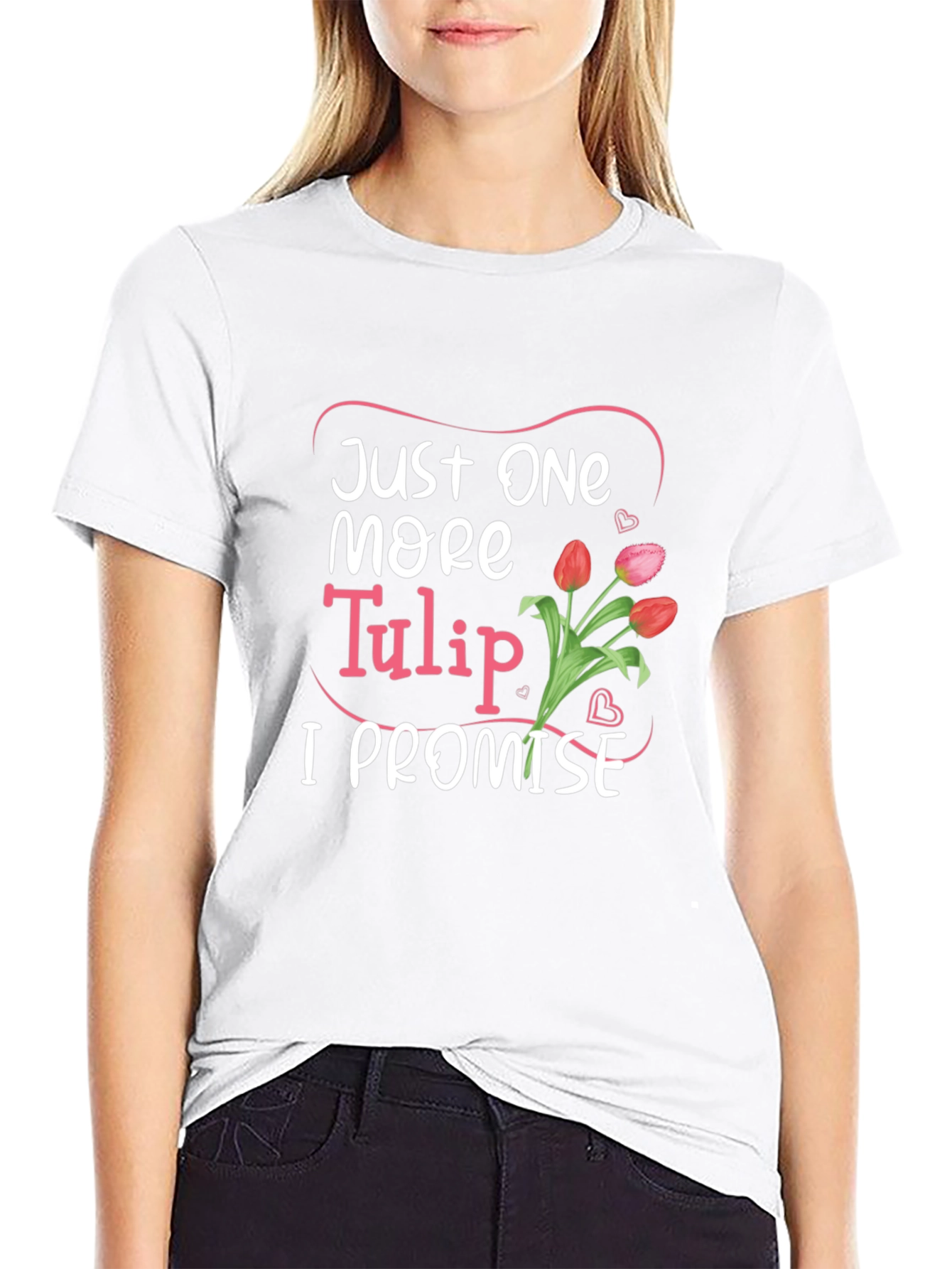 Black Just One More Tulip Graphic Tee view 9