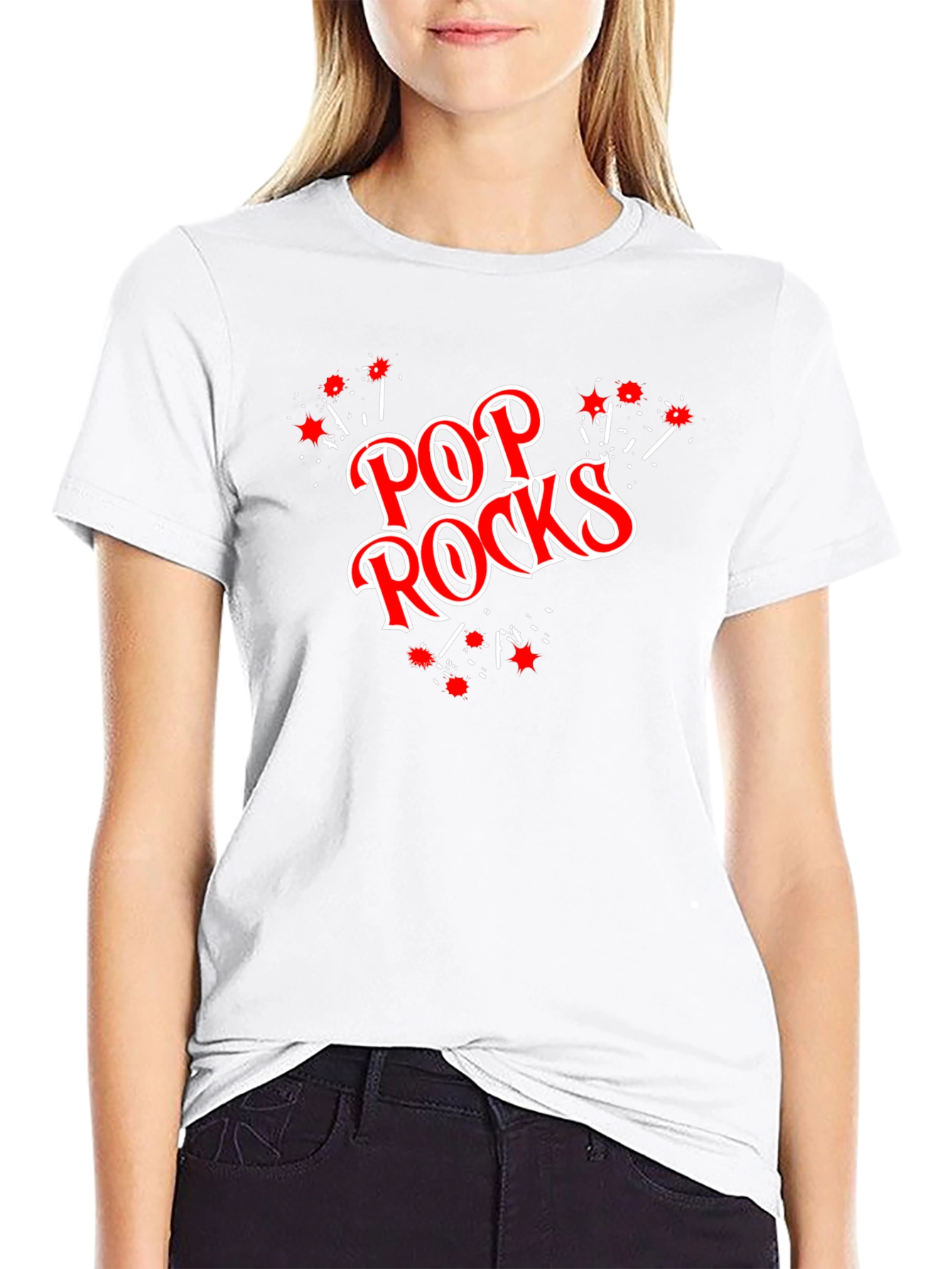 Black Pop Rocks Graphic T-Shirt - Black Cotton Tee view 9
