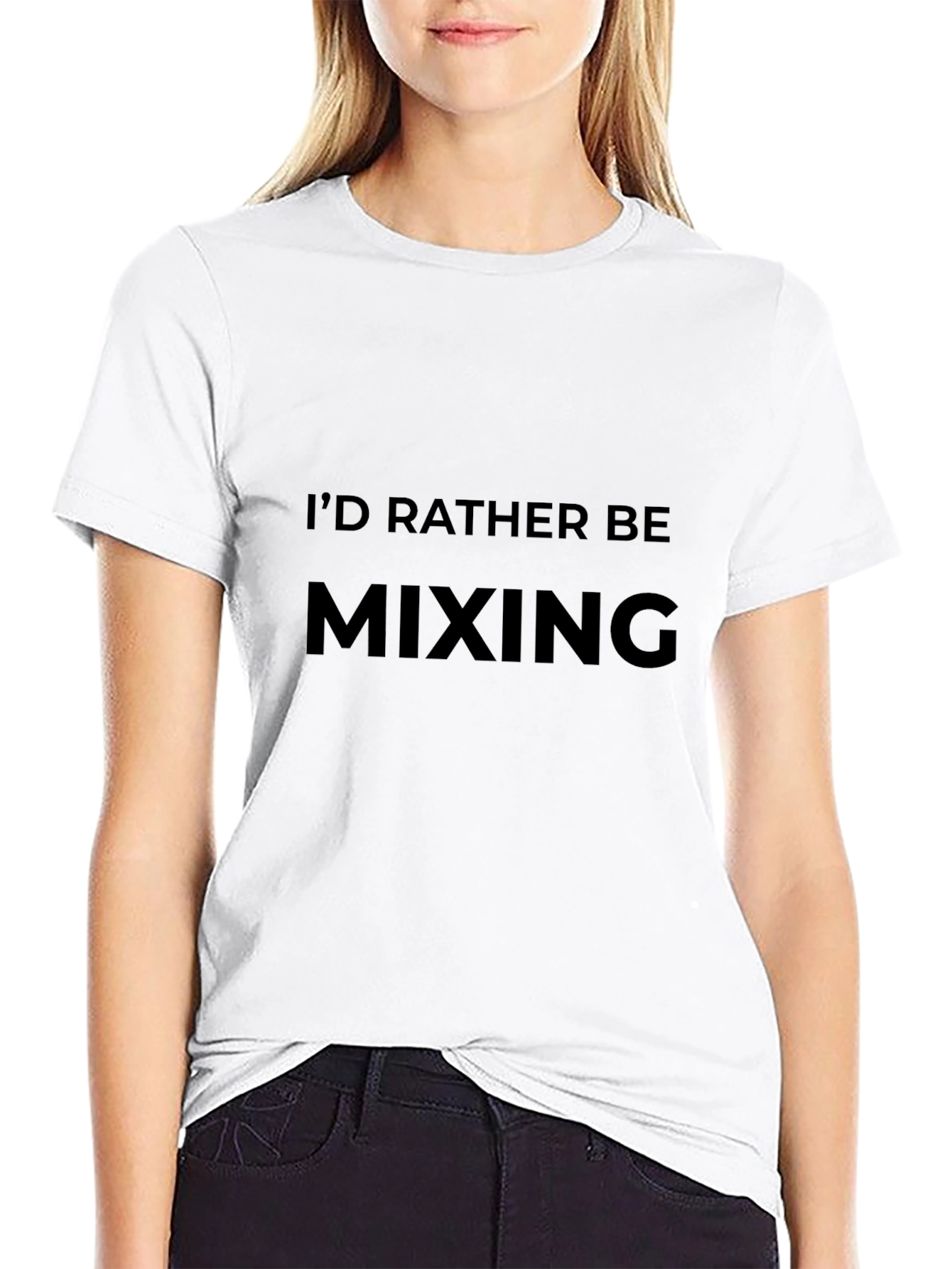 Black I'd Rather Be Mixing T-Shirt - Black Crew Neck view 9