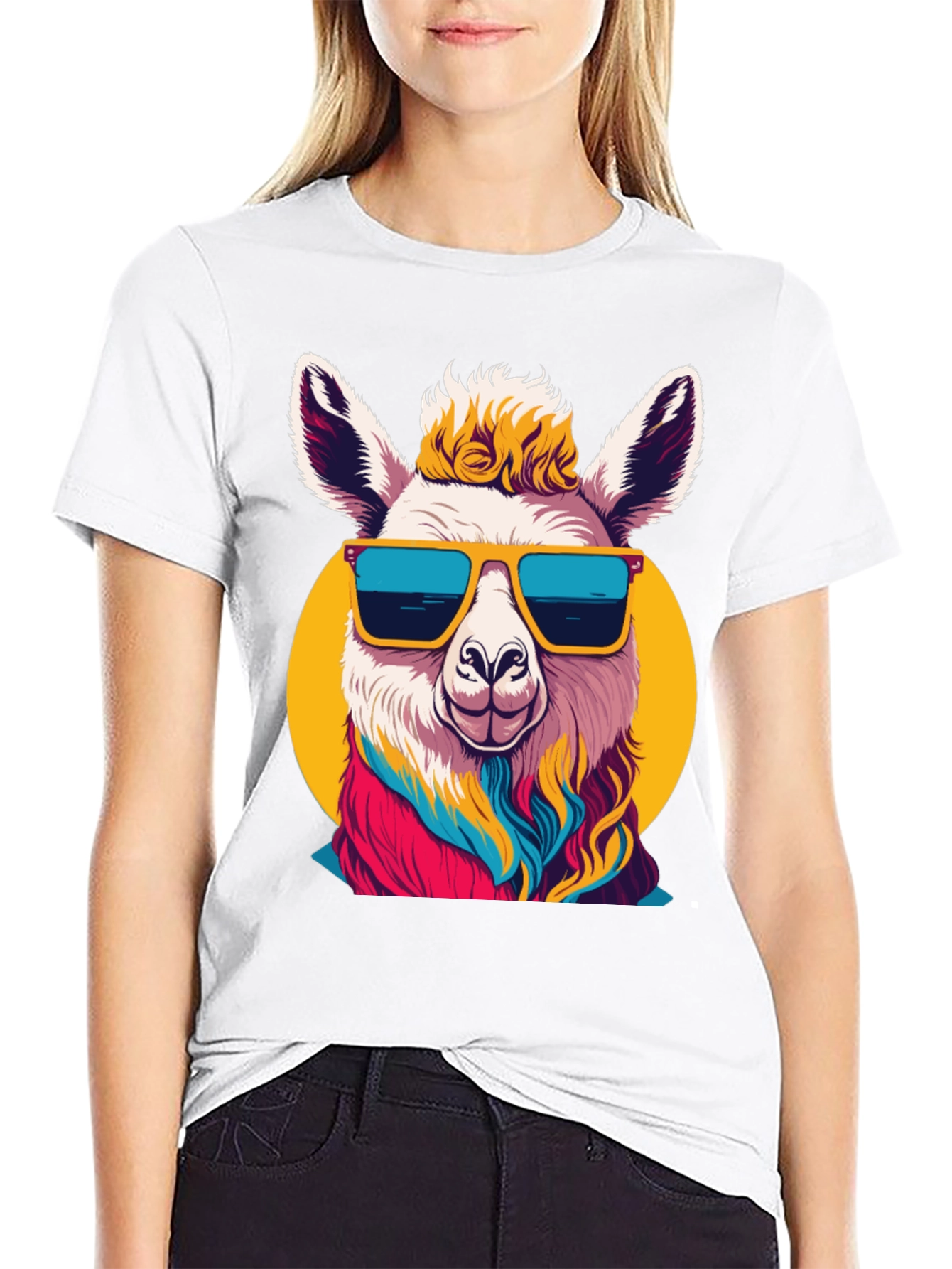 Black Cool Llama Graphic Tee - Black T-Shirt view 9